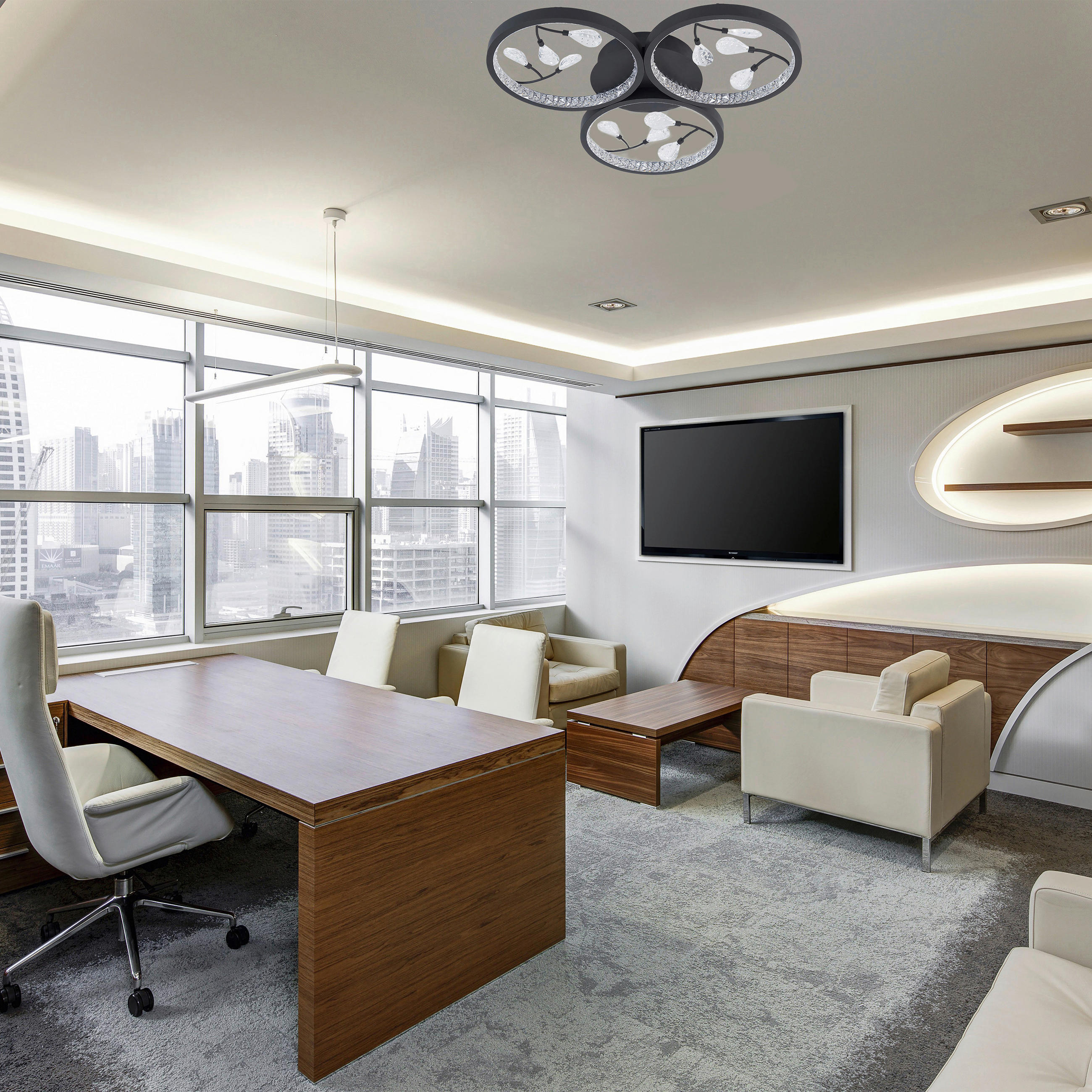 Thumbnail - POCOline LED-Deckenleuchte Rayen schwarz sand Metall Kunststoff B/H/L: ca. 47x5x50 cm