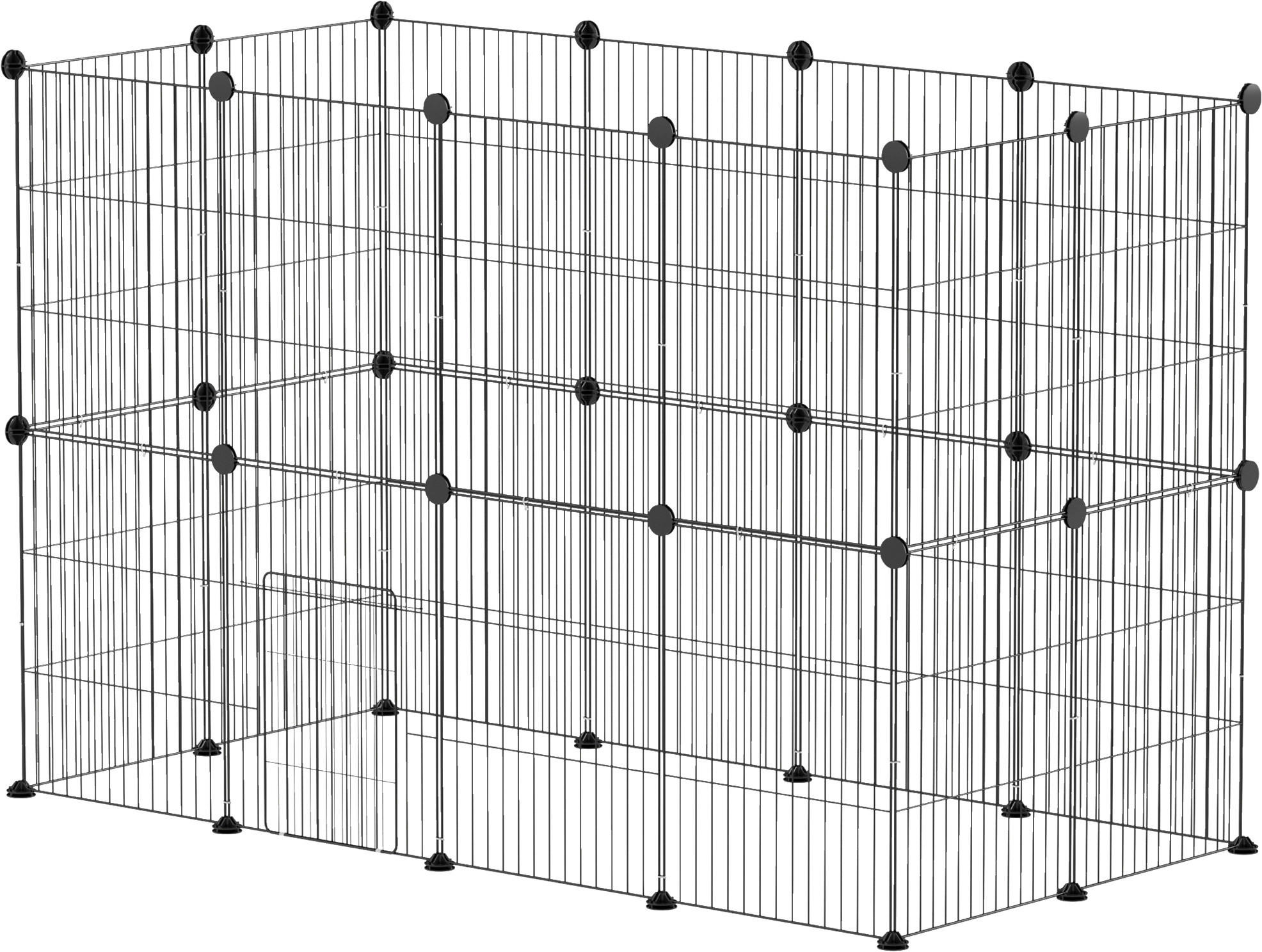 PawHut Kleintiergehege schwarz Stahl B/H/L: ca. 60x80x120 cm