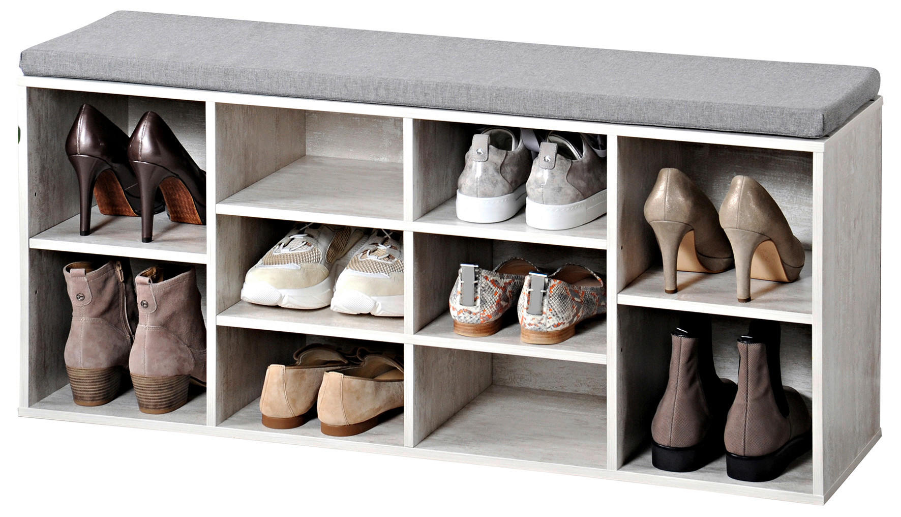 Kesper Schuhschrank mit Sitzkissen weiß Spanplatte B/H/L: ca. 29,5x48x103,5 cm