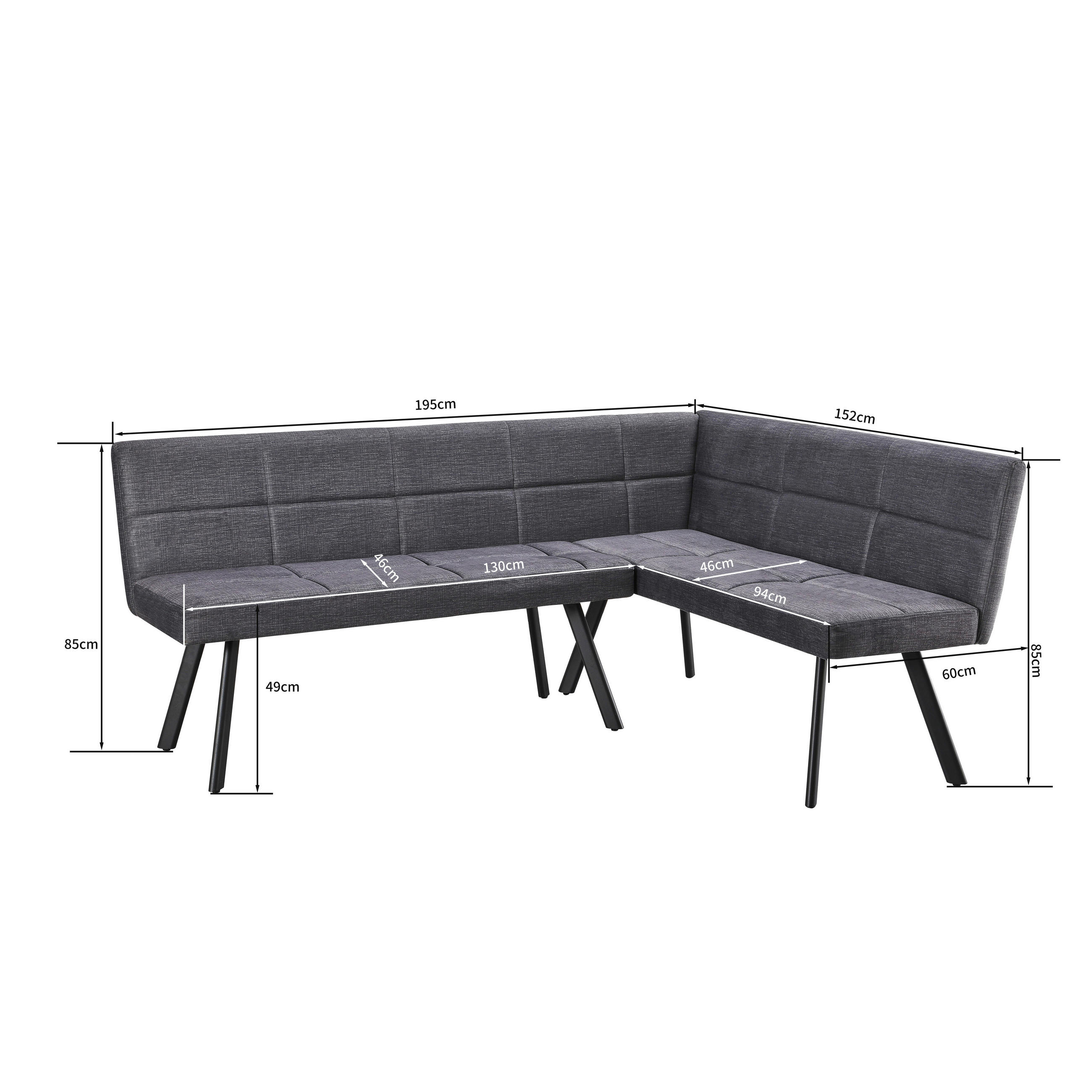 Thumbnail - Eckbank Milos grau B/H/T: ca. 195x152x85 cm