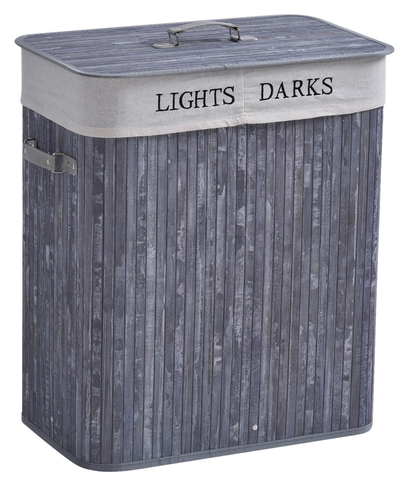 HOMCOM Wäschekorb mit 2 Tragegriffen grau Bambus Kunststoff B/H/L: ca. 32x63x52 cm