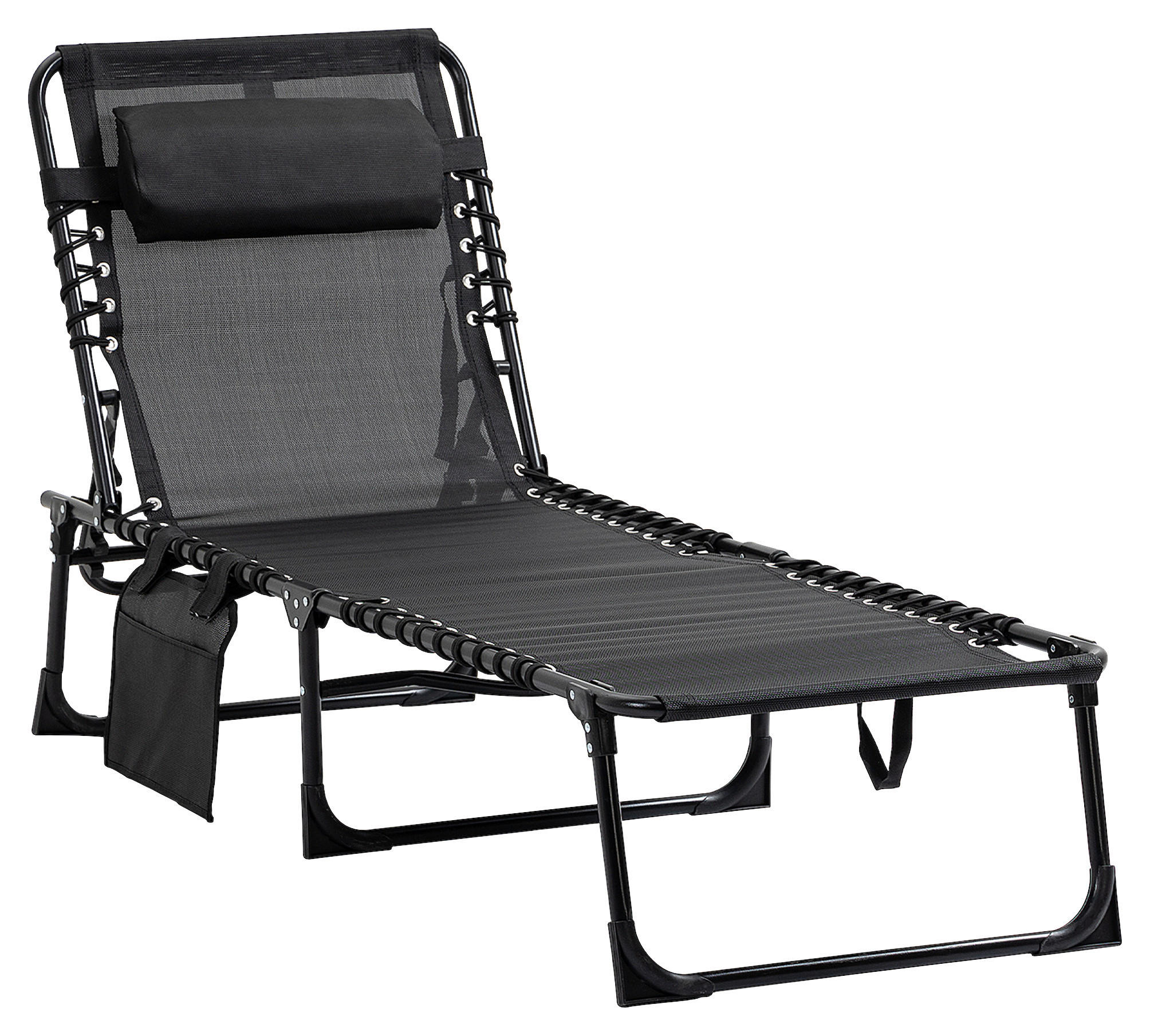 Outsunny Sonnenliege schwarz Netzstoff B/H/L: ca. 58x30x185 cm