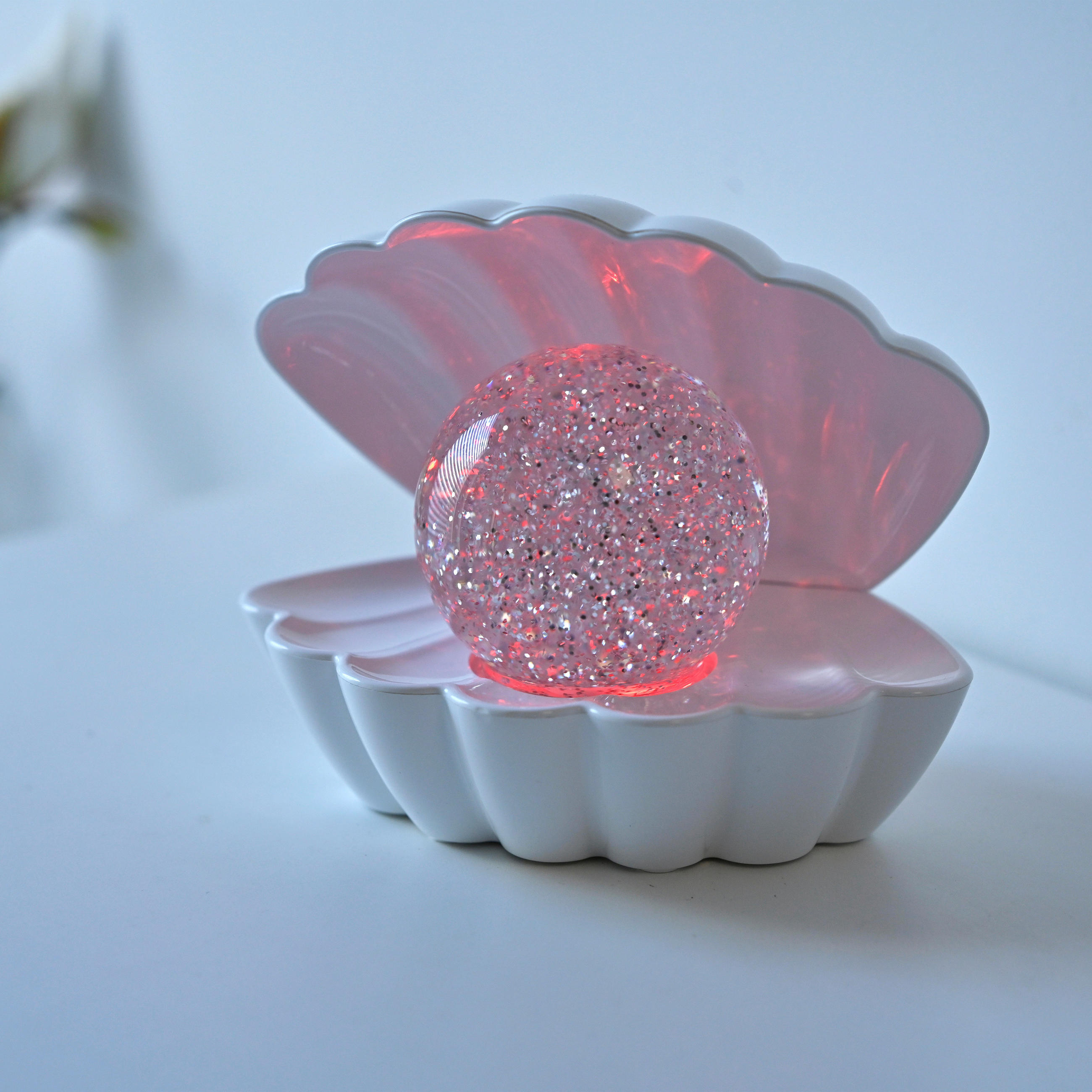 Thumbnail - Just Light LED-Dekoleuchte Muschel weiß Kunststoff B/H/D: ca. 18x13x14,8 cm