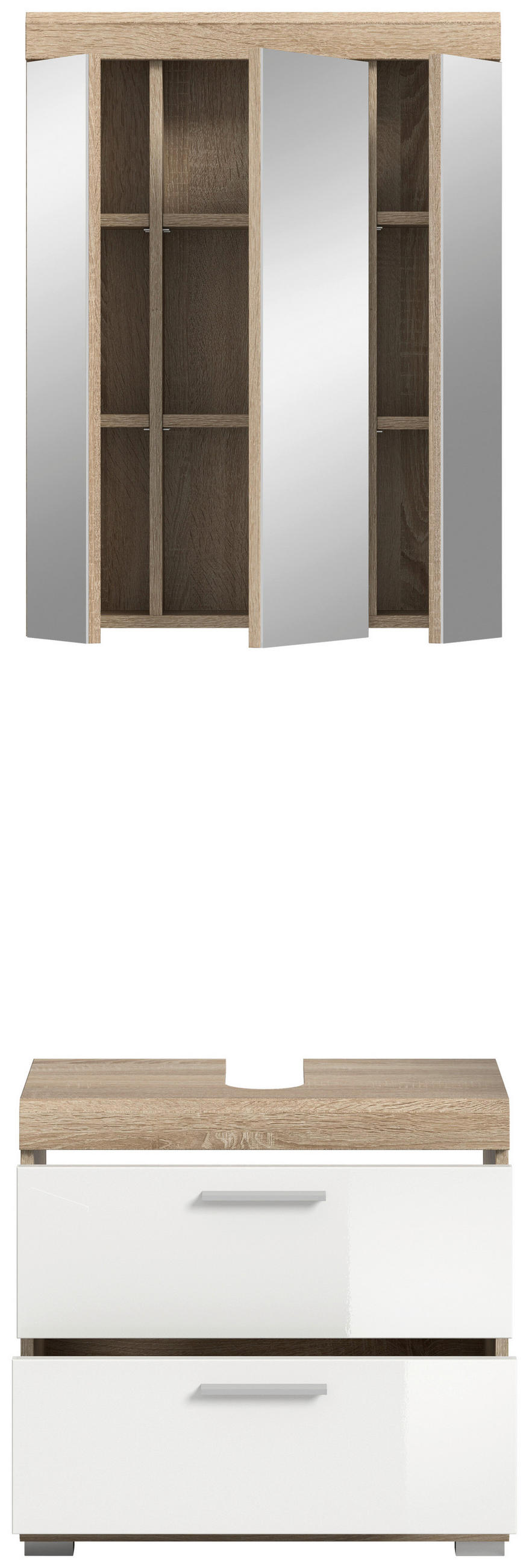 Thumbnail - Badezimmer-Set Lambada Eiche Sonoma Nachbildung weiß Hochglanz B/H/T: ca. 60x191x37 cm