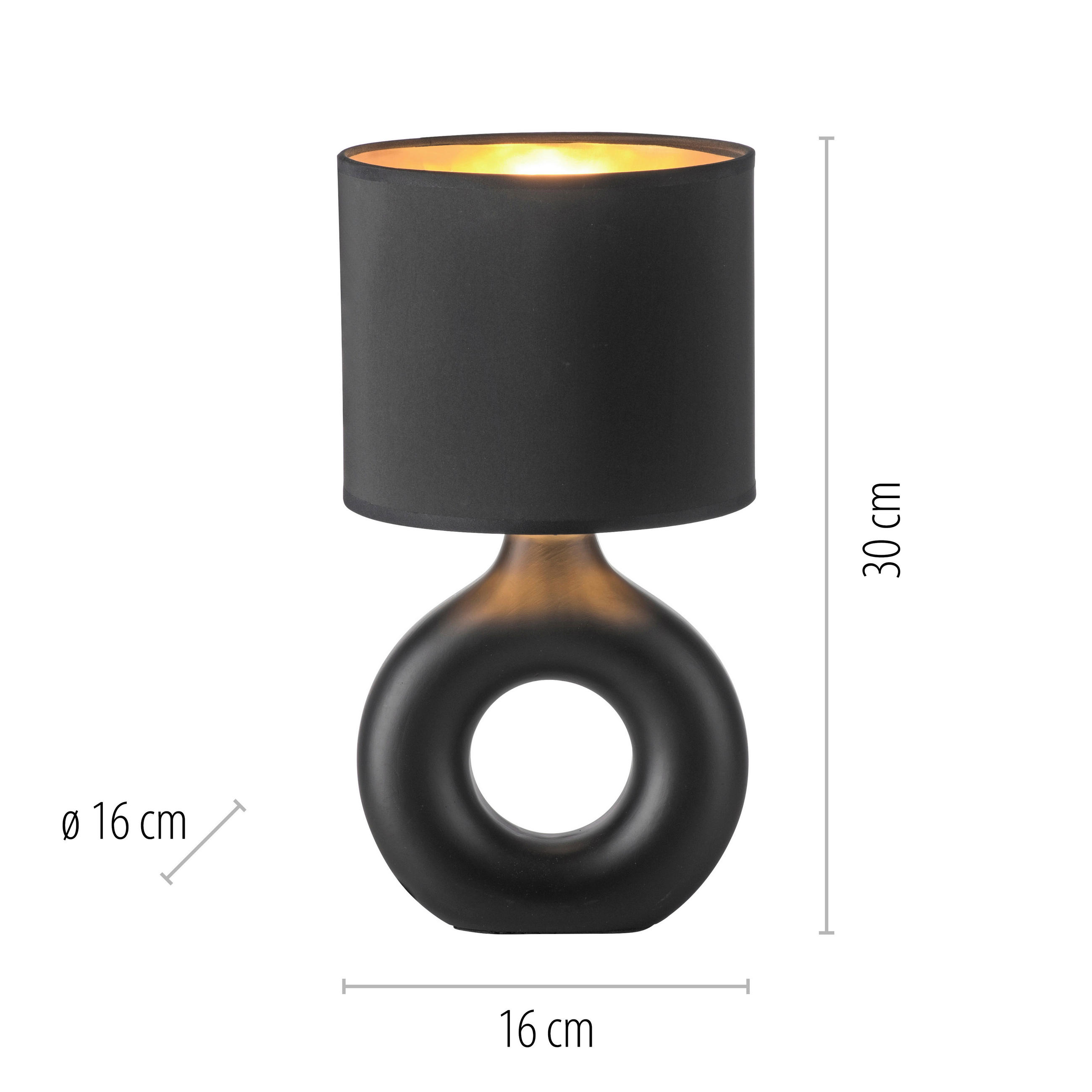 Thumbnail - Just Light Tischleuchte schwarz Kunststoff Stoff Keramik H/L/D: ca. 30x16x16 cm null 1 Brennstellen