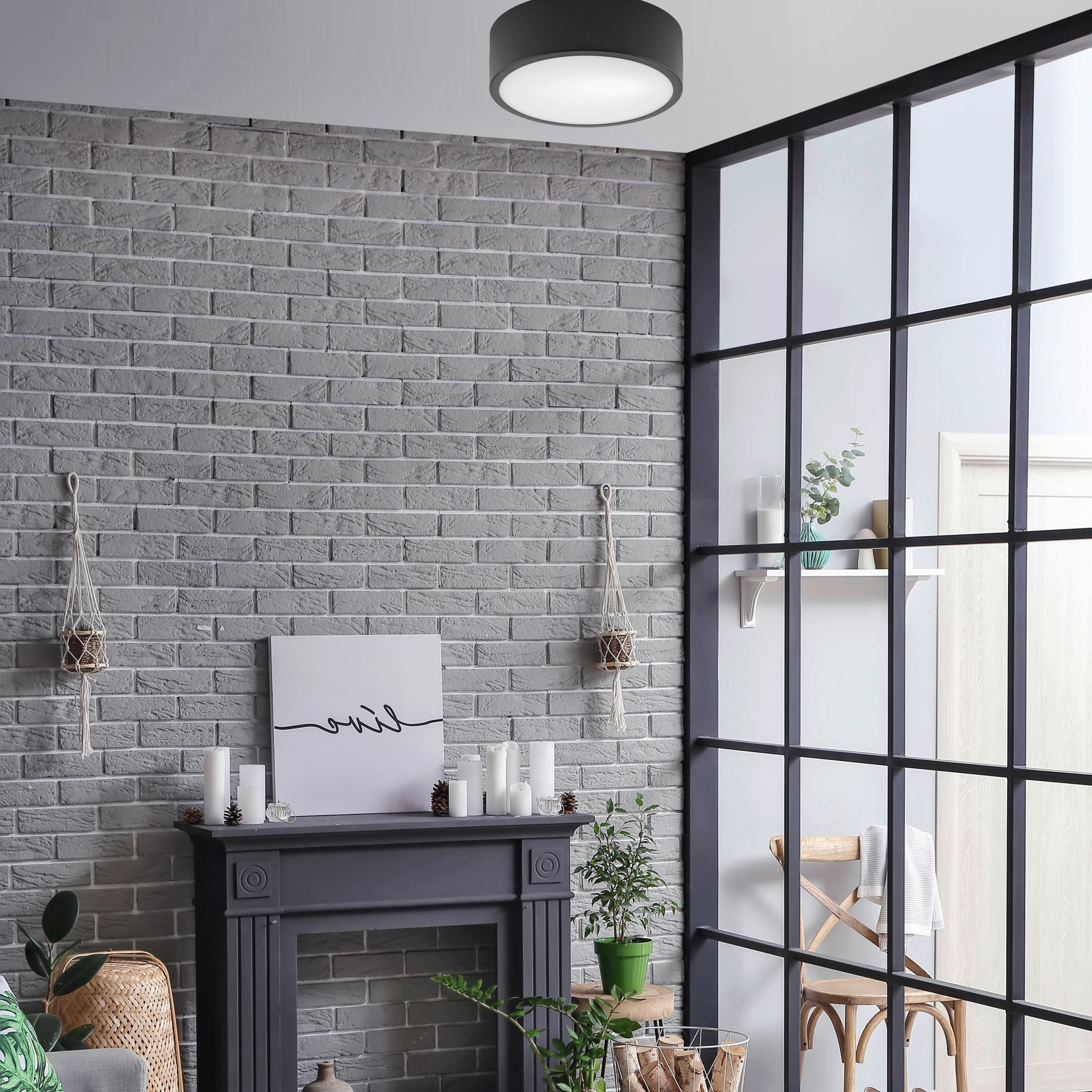 Thumbnail - Lamkur Deckenleuchte Dante schwarz Glas Stahl H/L: ca. 8x26 cm E27 1 Brennstellen