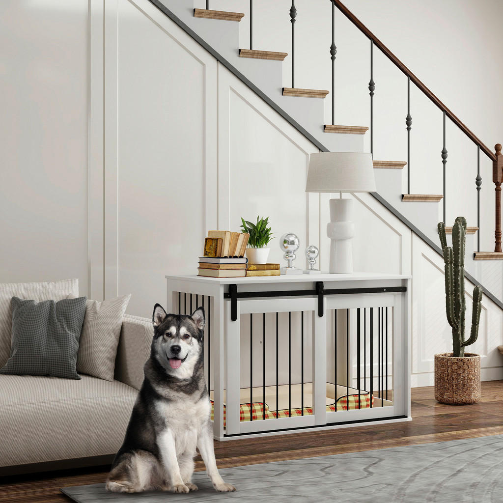 Thumbnail - PawHut Hundekäfig weiß Stahl B/H/L: ca. 58x61x98 cm