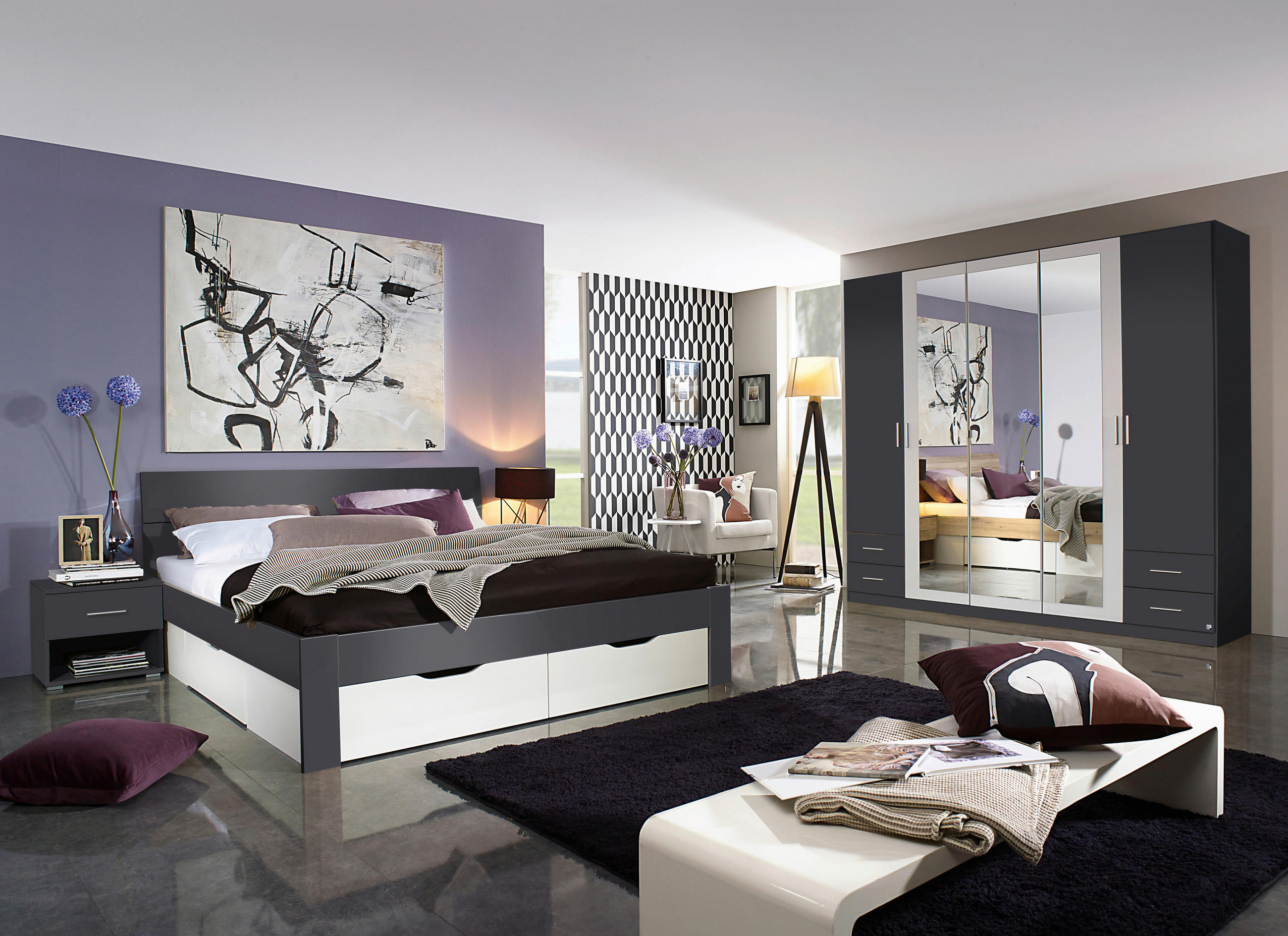 Thumbnail - Nachtkonsolen München grau B/H/T: ca. 47x43x42 cm