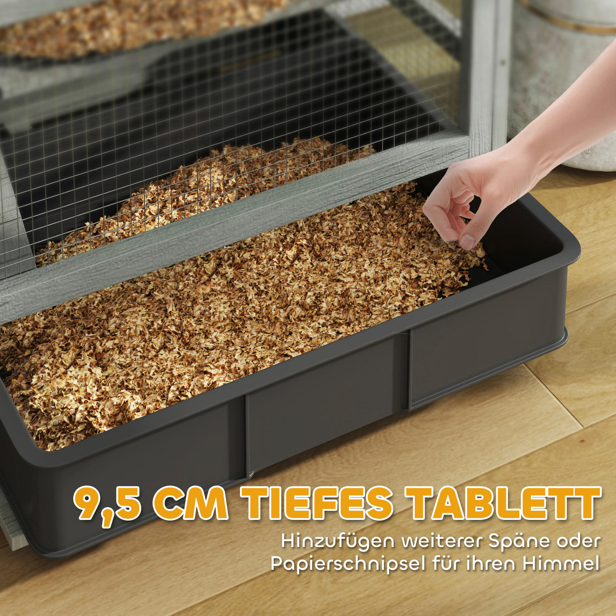 Thumbnail - PawHut Zwerghamsterkäfig grau Holz B/H/L: ca. 45x109x65 cm