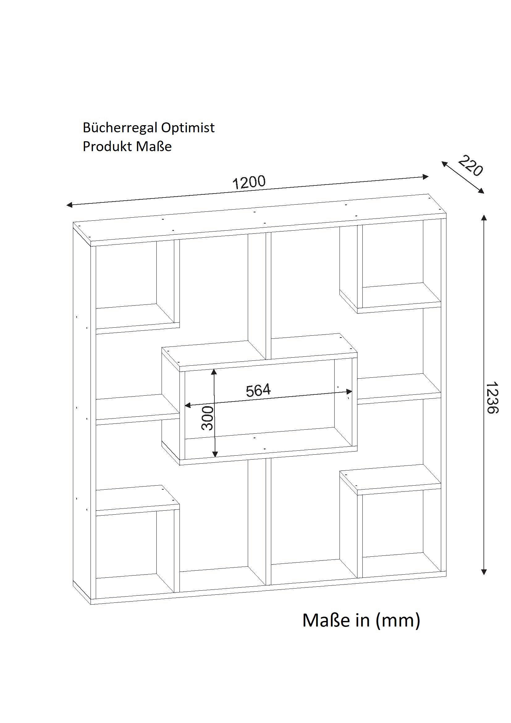 Thumbnail - Regal Optimist weiß B/H/T: ca. 120x123,6x22 cm