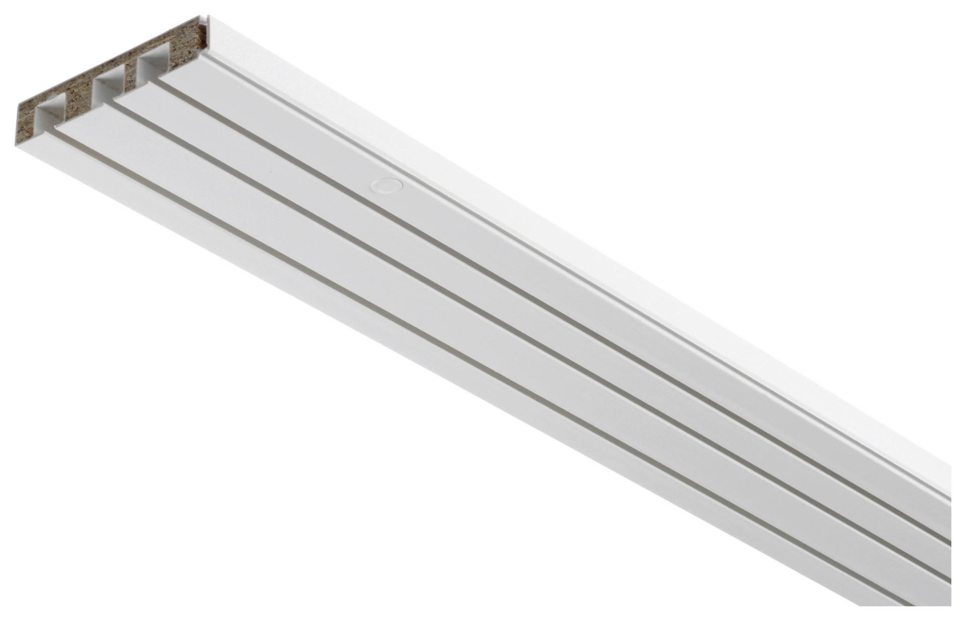 Boviva Gardinenschiene mit Holzkern weiß Holz L: ca. 150 cm 3.0 Läufe
