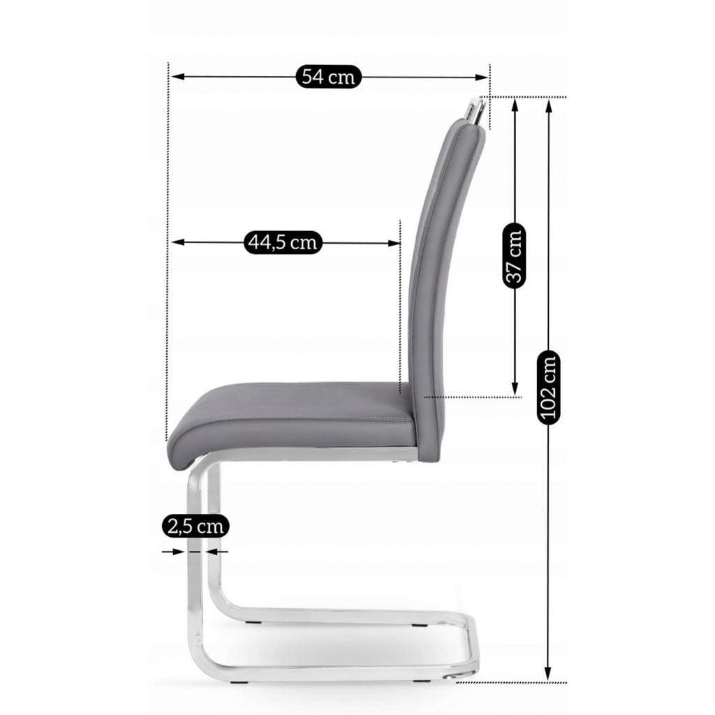 Thumbnail - Stuhl LOCA grau Kunstleder B/H/T: ca. 43x102x54 cm