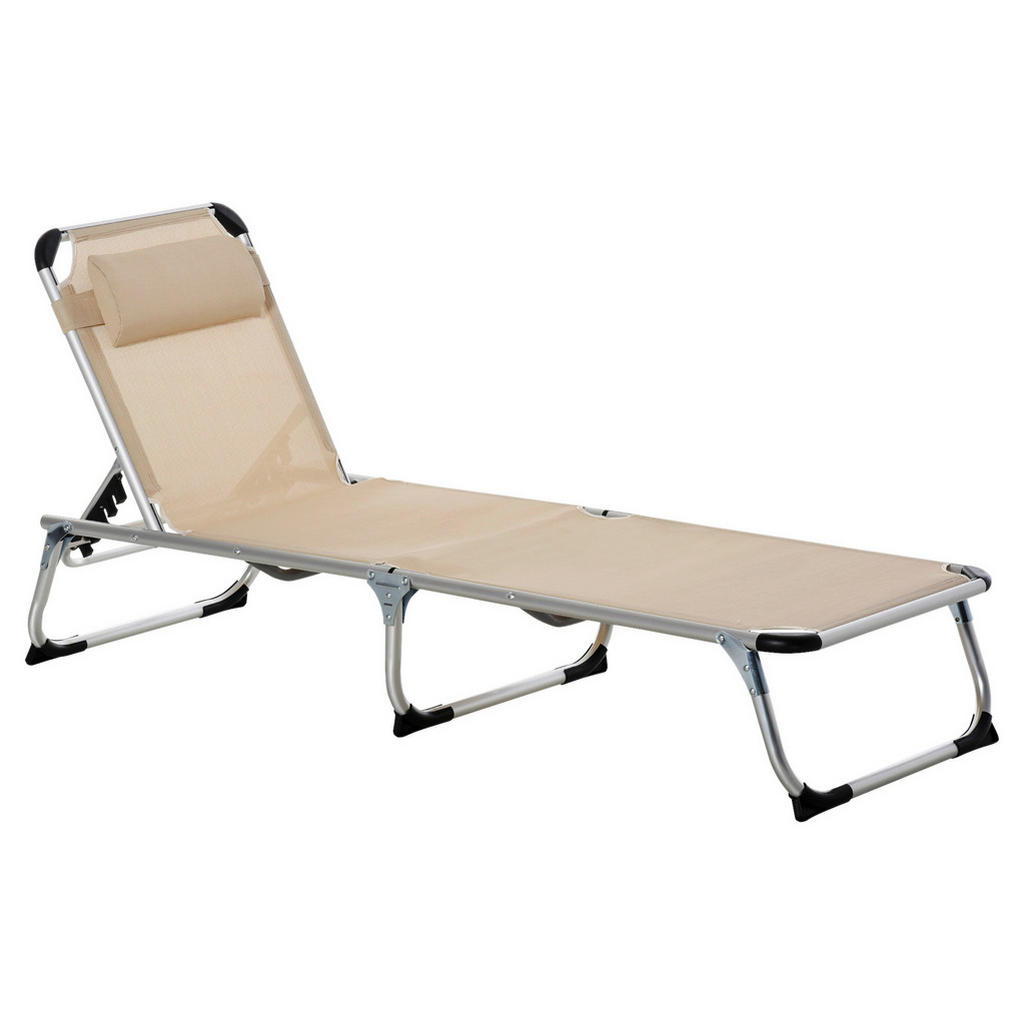 Thumbnail - Outsunny Gartenliege beige Aluminium B/H/L: ca. 60x28x189 cm