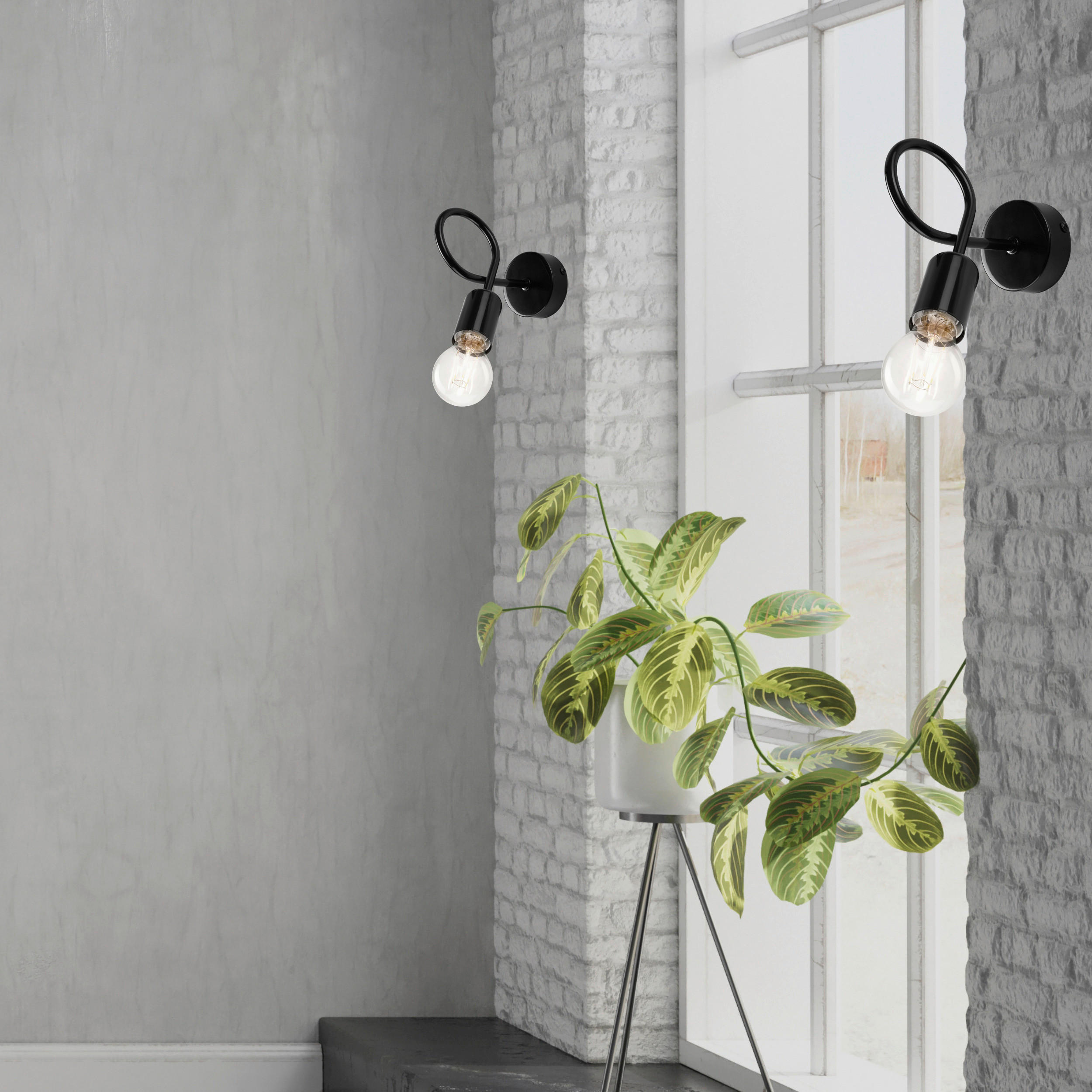 Thumbnail - Lamkur Wandleuchte CAMILLA 36885 schwarz Stahl H/L: ca. 18x8 cm E27 1 Brennstellen