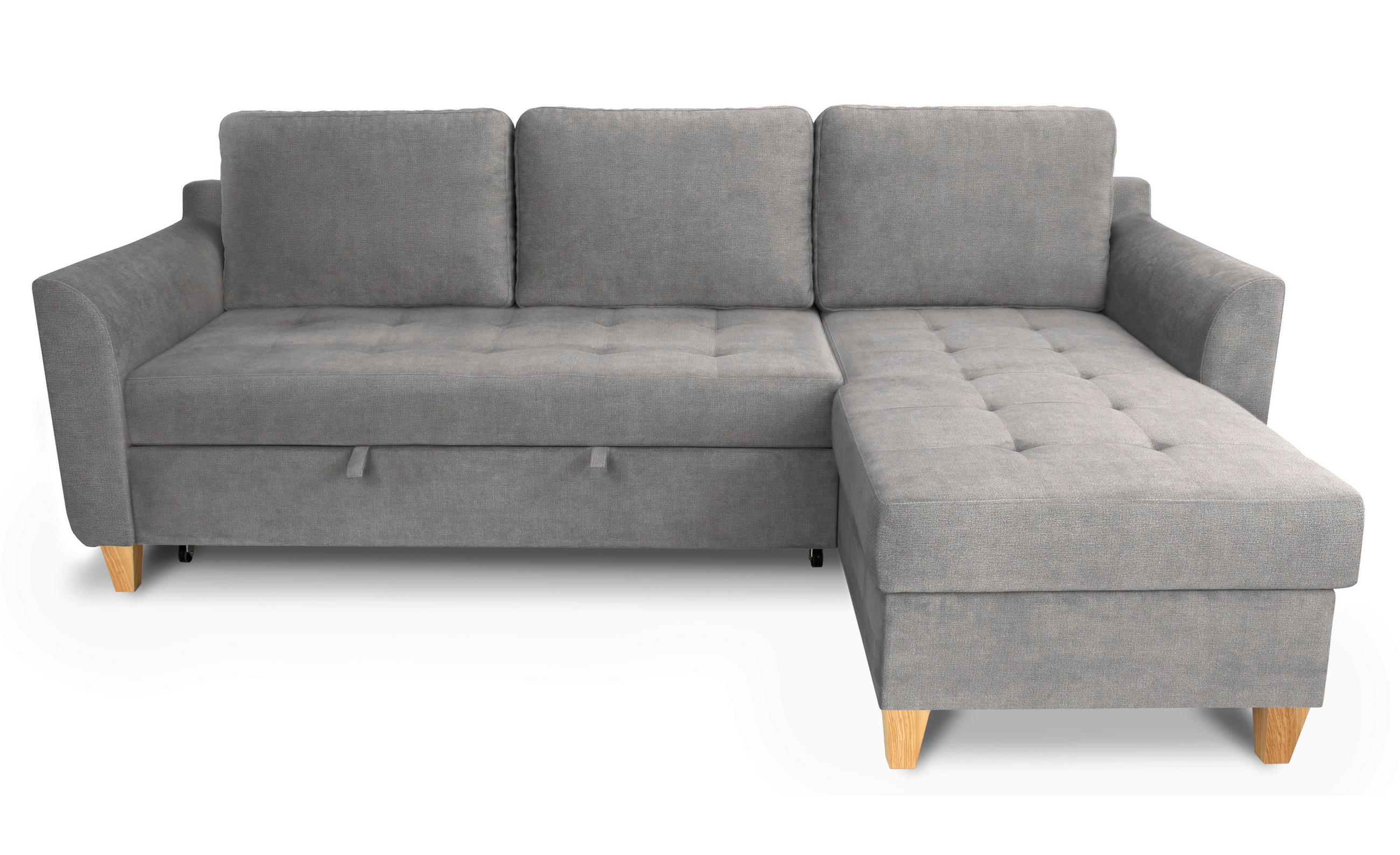 Thumbnail - Ecksofa mit Bettfunktion und Bettkasten Ashgrey Microfaser B/H/T: ca. 231x86x150 cm