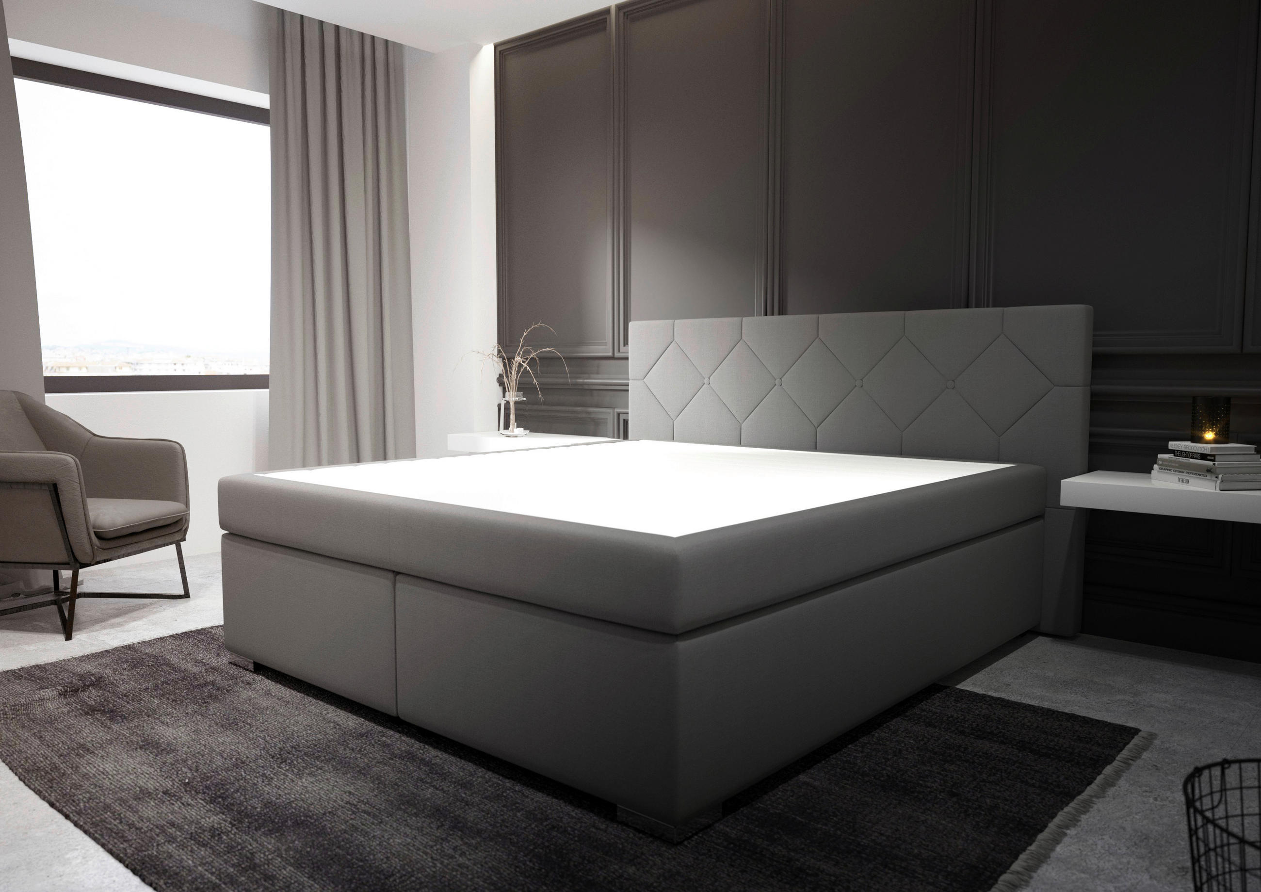 Thumbnail - Boxspringbett Wien grau Liegefläche B/L: ca. 180x200 cm