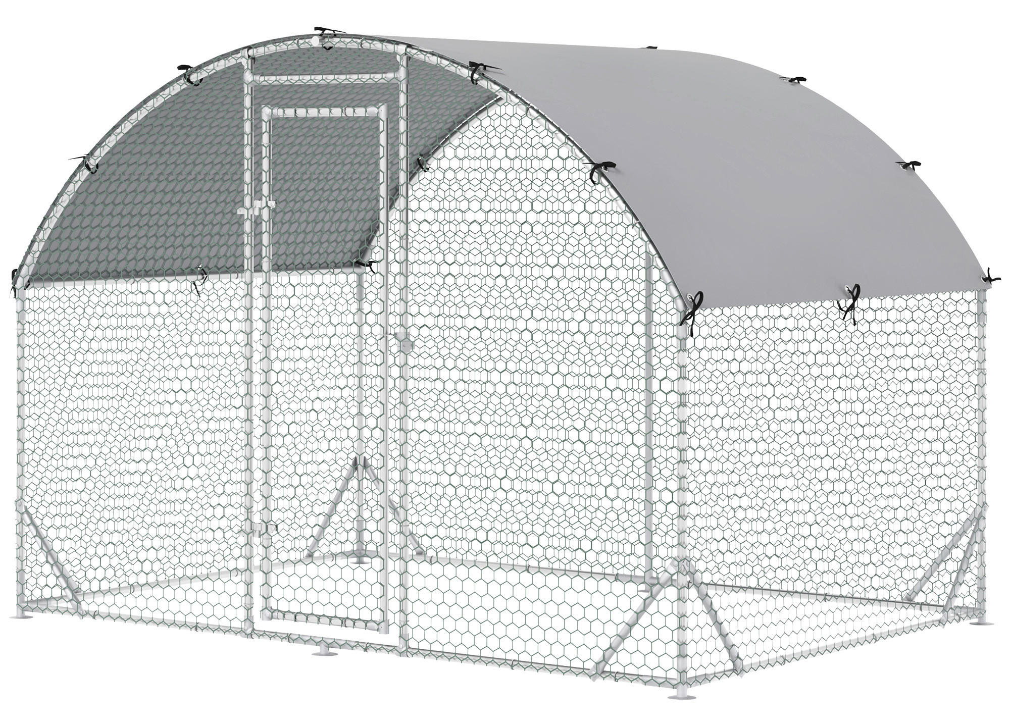 PawHut Hühnerstall silber Polyester B/H/L: ca. 190x197x280 cm