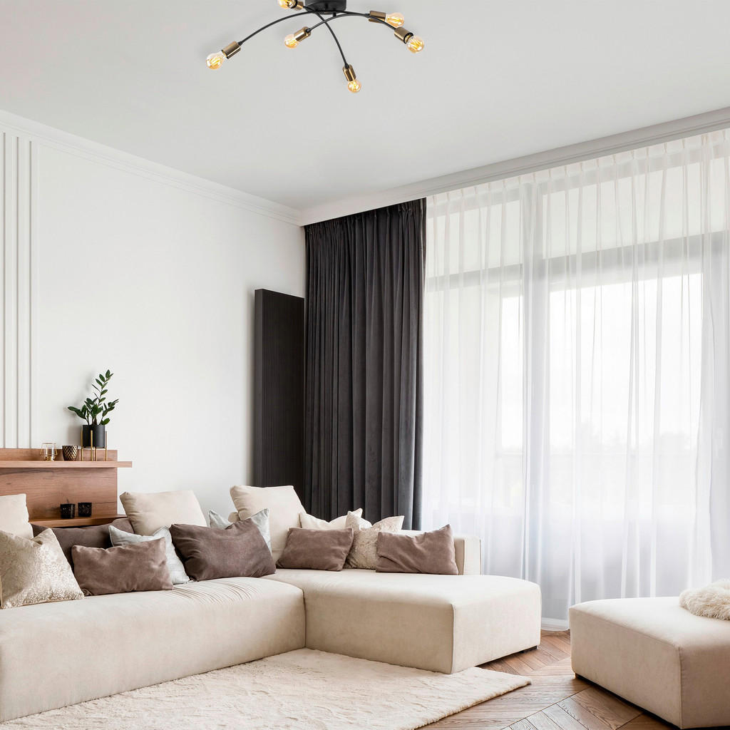 Thumbnail - Opviq Deckenleuchte Banana bronze schwarz Metall B/H/T/L/D: ca. 67x25x67x67x67 cm E27 6 Brennstellen