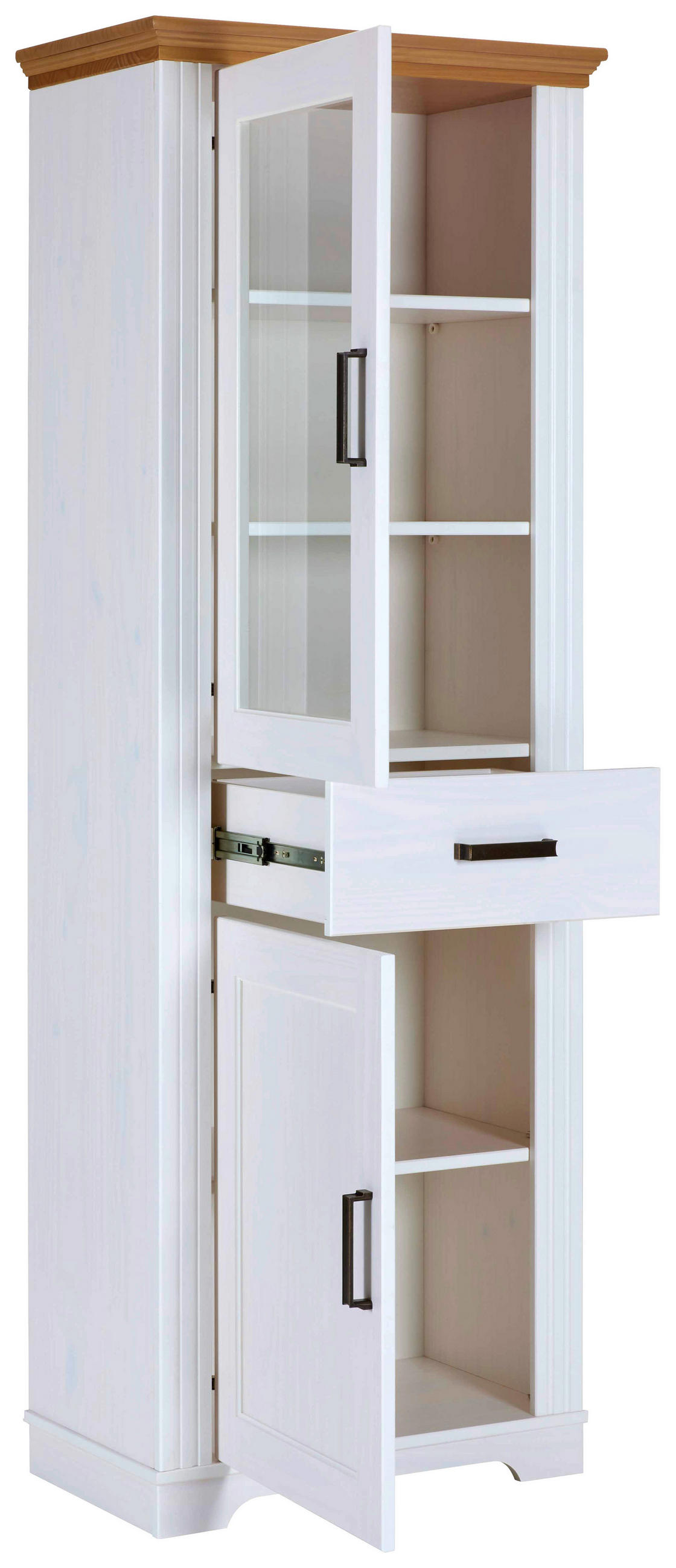 Säulenvitrine Maluno weiß lackiert Holz B/H/L: ca. 41x193,1x68 cm