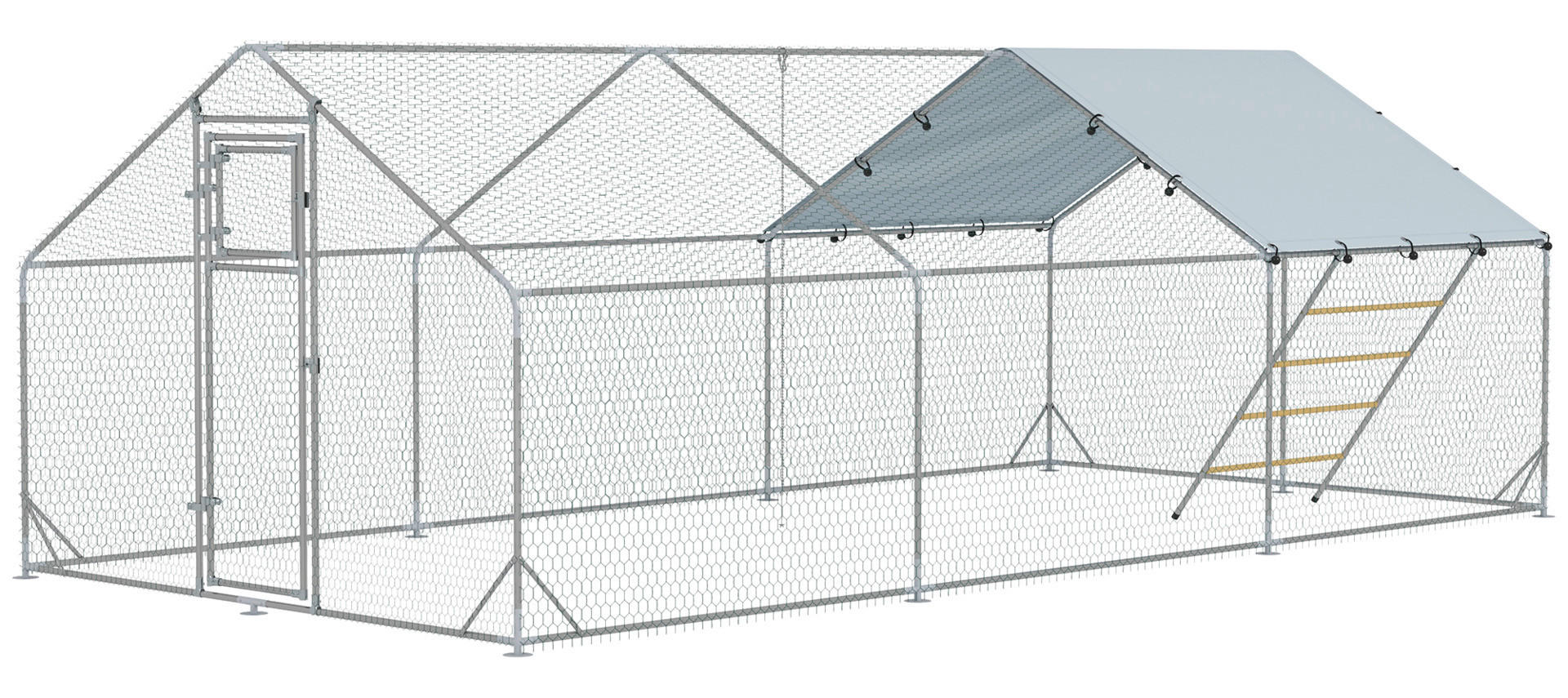 PawHut Hühnerstall silber Stahl B/H/L: ca. 600x195x300 cm