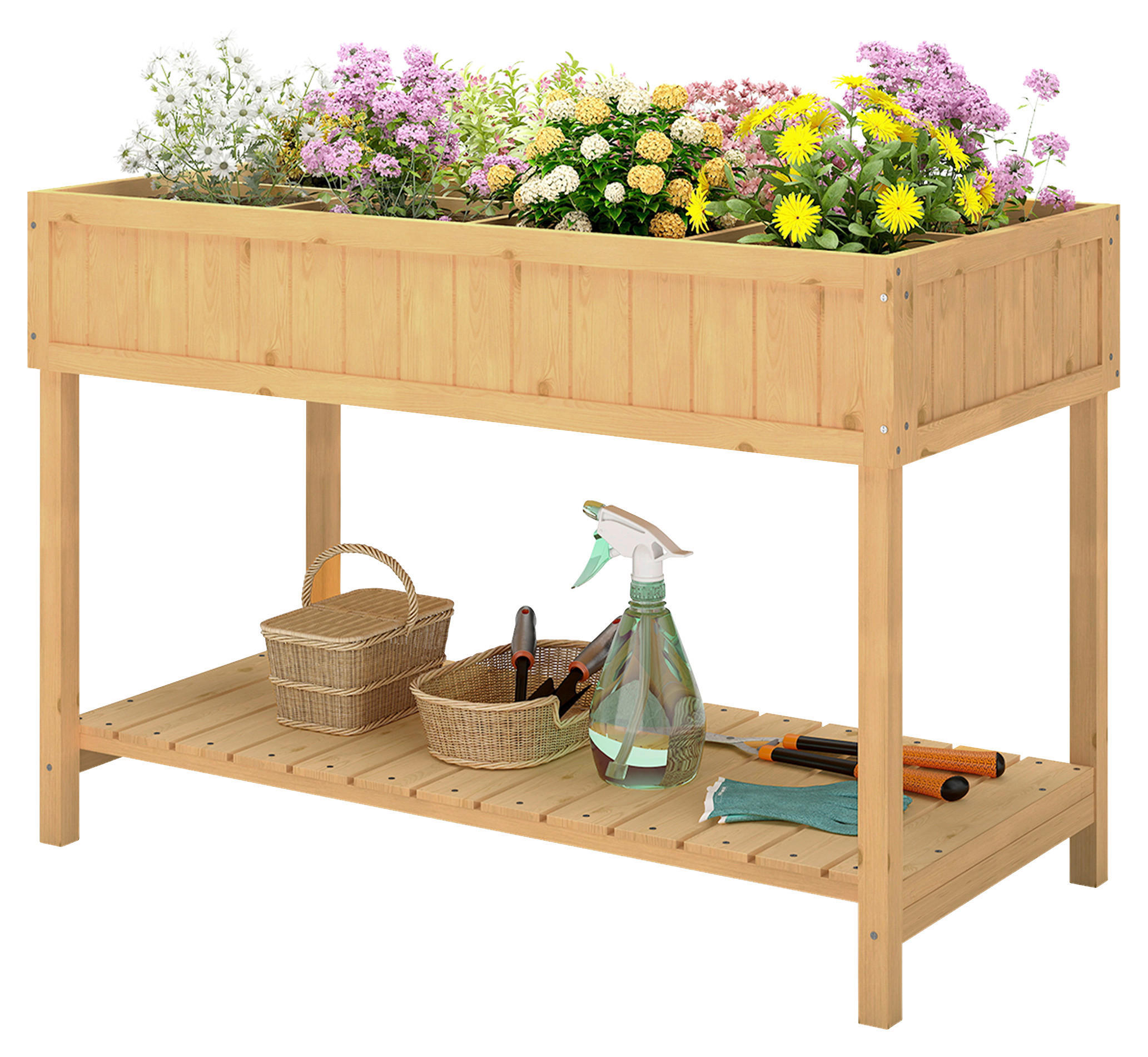 Outsunny Hochbeet Holzoptik B/H/L: ca. 46x76x110 cm