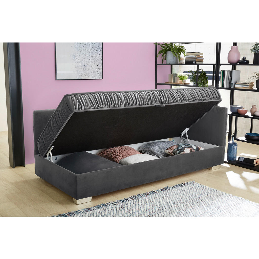 Thumbnail - Polsterliege grau Microfaser B/H/T: ca. 207x87x98 cm