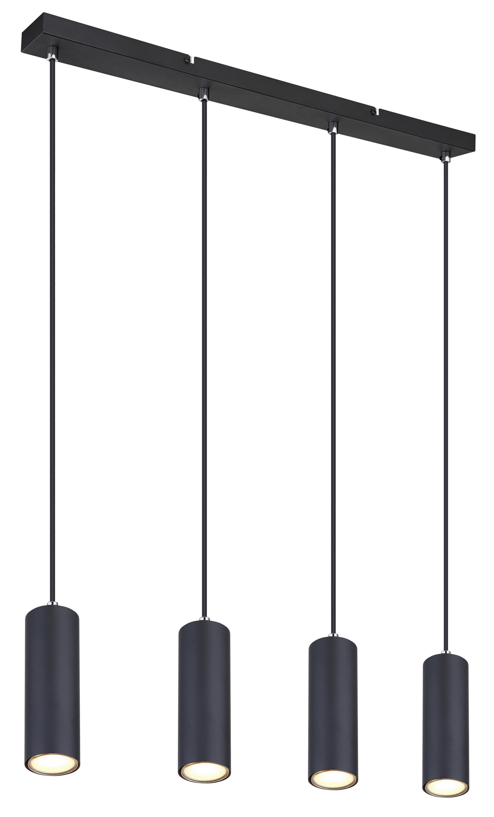 GLOBO Pendelleuchte schwarz Metall B/H/T: ca. 6x120x65 cm GU10 4 Brennstellen