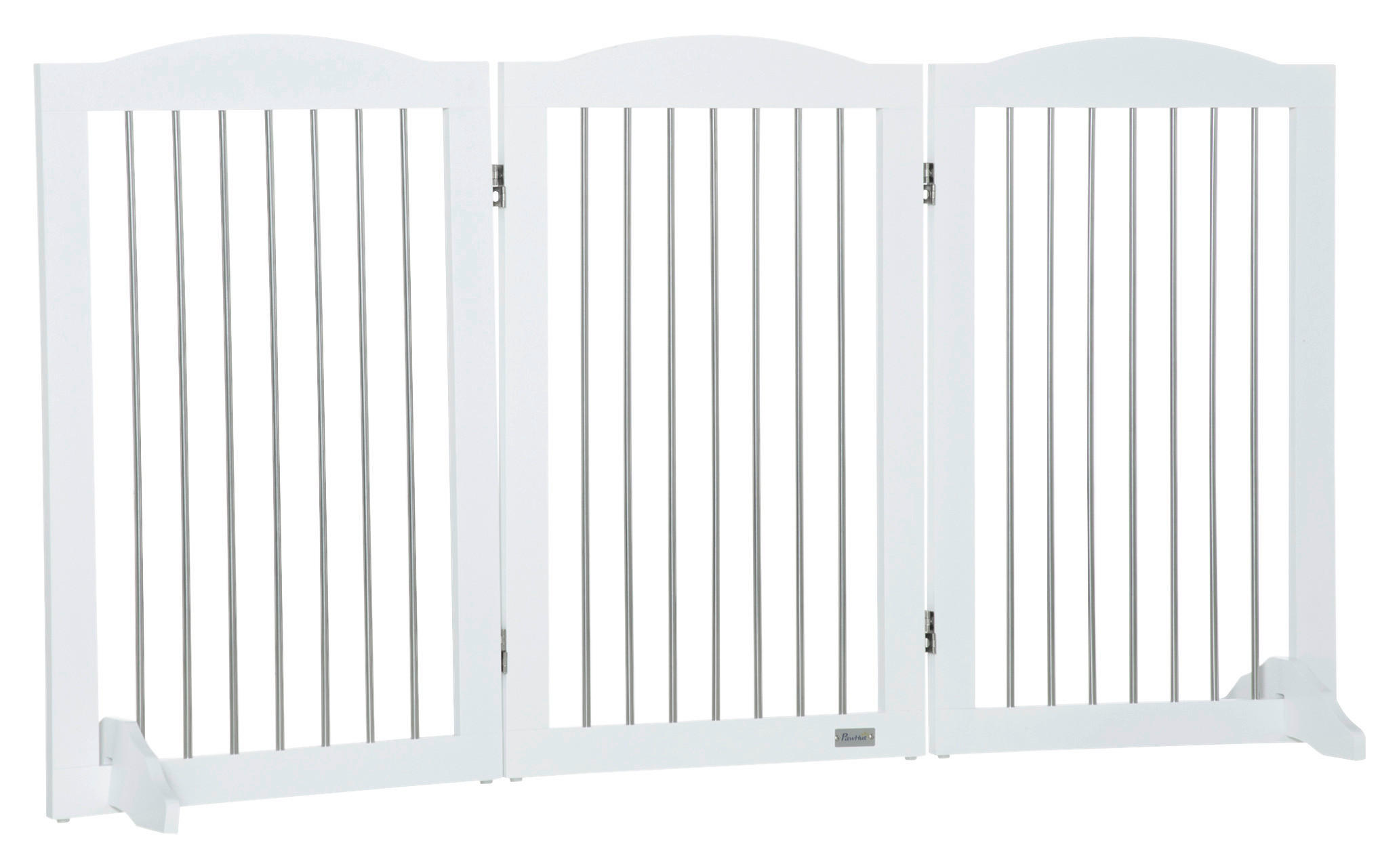 PawHut Hunde-Absperrgitter weiß Stahl B/H/L: ca. 30x80x154 cm