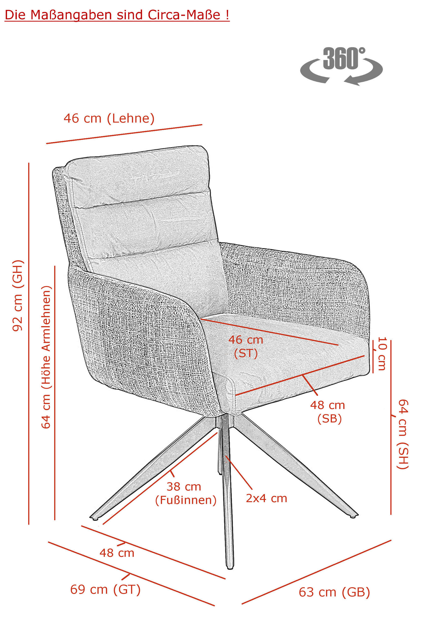 Thumbnail - Armlehnstuhl Leandra, 2er-Set anthrazit Microfaser Webstoff B/H/T: ca. 63x92x69 cm