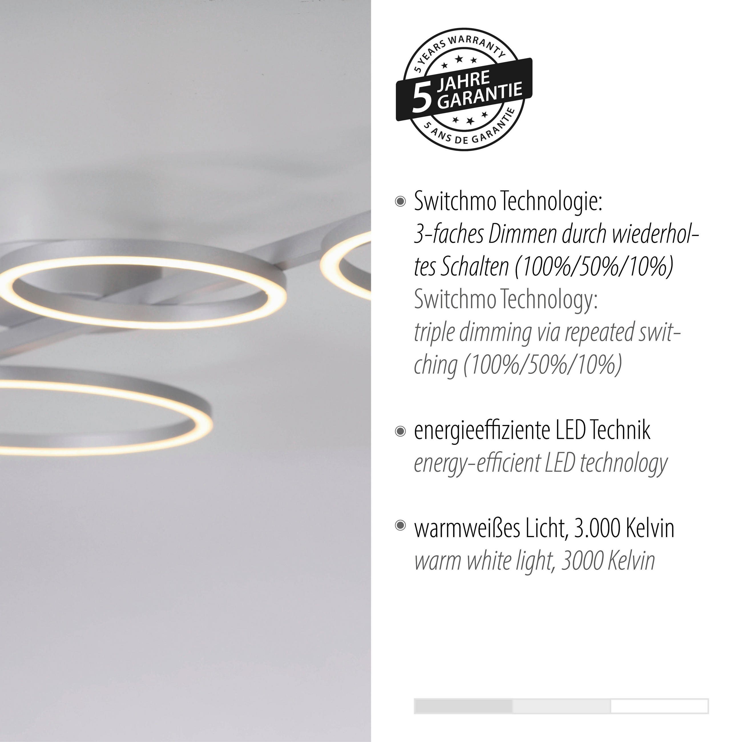 Thumbnail - Just Light LED Deckenleuchte Mini-Ritus silber Metall H/L: ca. 7x120 cm 1 Brennstellen