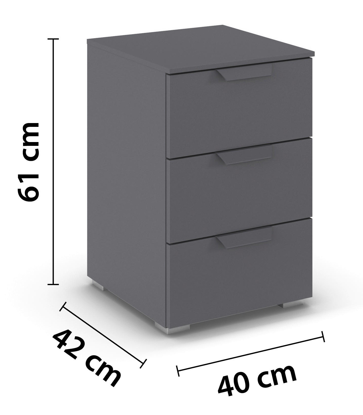 Thumbnail - Nachtkonsole Aditio grau B/H/T: ca. 40x61x42 cm