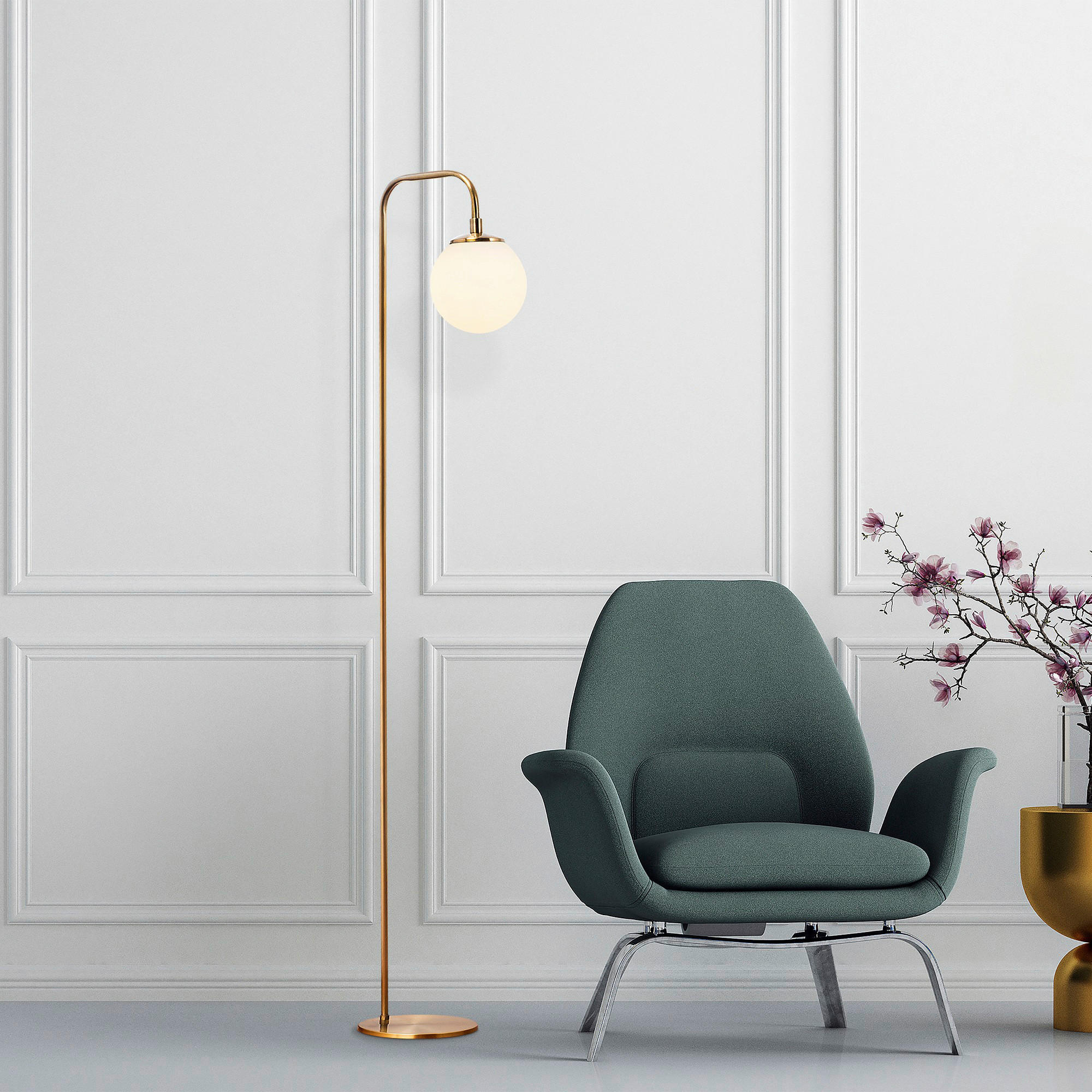 Thumbnail - Opviq Stehleuchte Viran bronze Glas Metall B/H/T/L/D: ca. 27x146x27x27x15 cm E14 1 Brennstellen