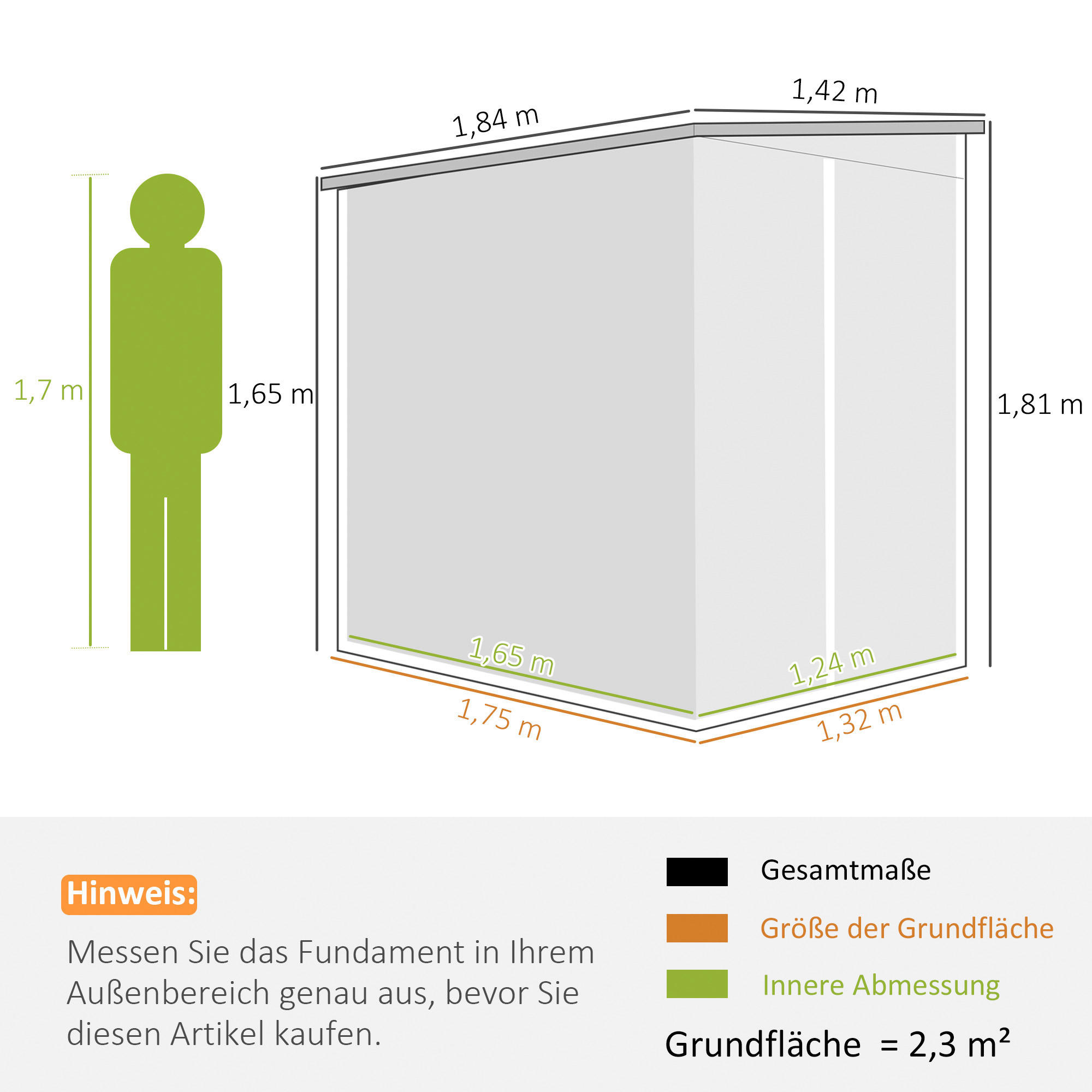 Thumbnail - Outsunny Gerätehaus hellgrau B/H/L: ca. 142x181x184 cm