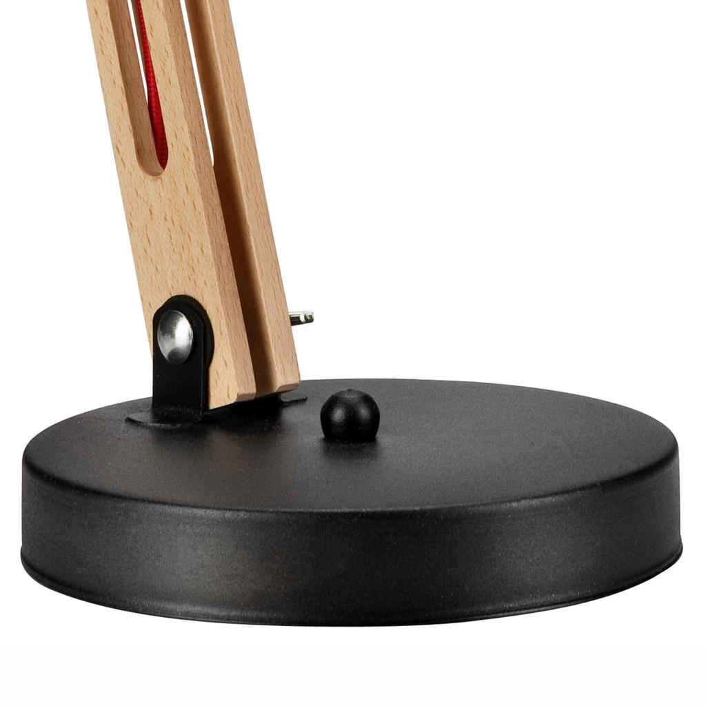 Thumbnail - Lamkur Tischleuchte MARCELLO 34591 natur Stahl Holz H/L: ca. 44x31 cm E27 1 Brennstellen