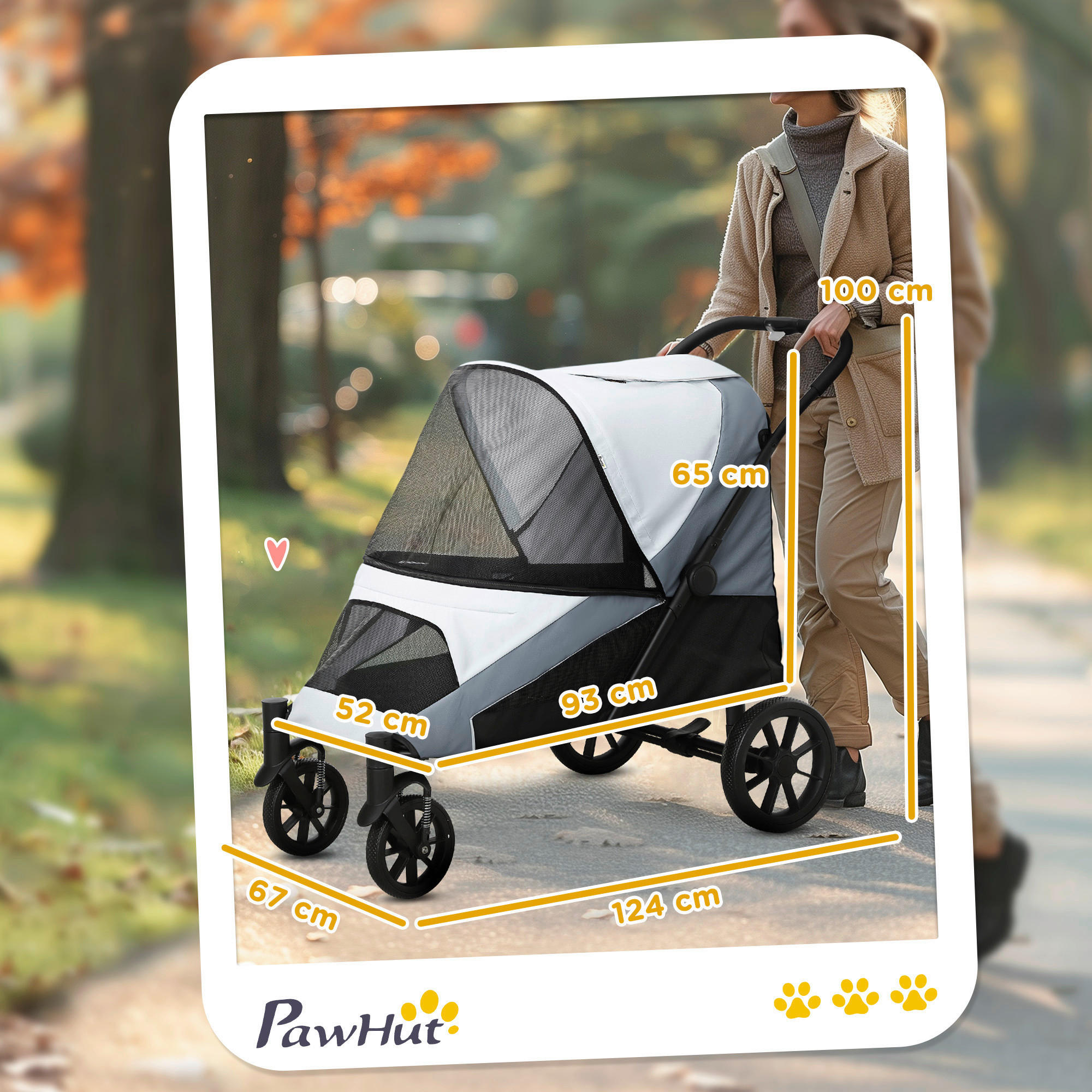 Thumbnail - PawHut Hundewagen grau Polyester B/H/L: ca. 67x100x124 cm