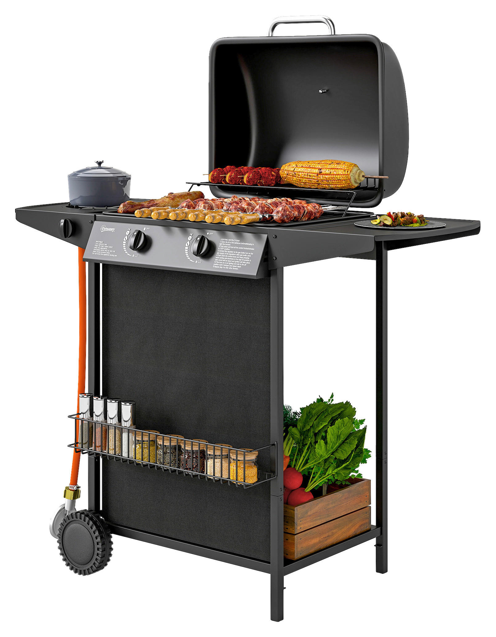 Outsunny Gasgrill Stahl B/H/L: ca. 54x96x107 cm