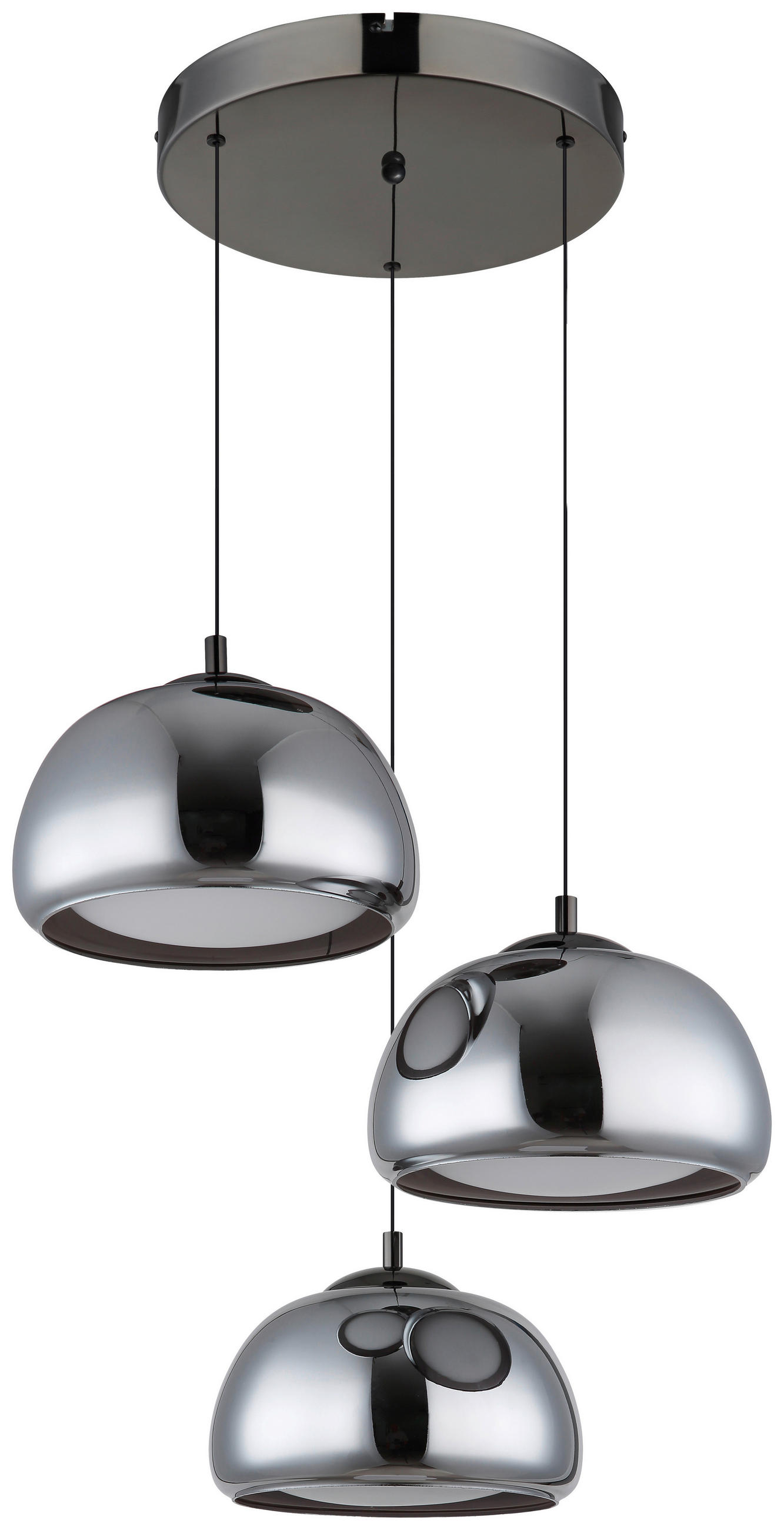 GLOBO Hängeleuchte Chrom schwarz Glas Metall B/H/L: ca. 53x25,5x57 cm