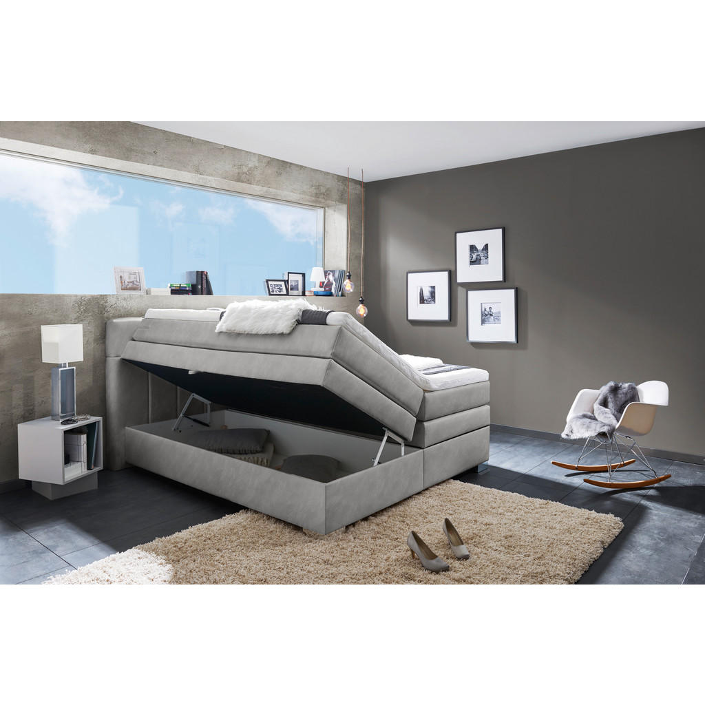 Thumbnail - Boxspringbett Maratea silber Liegefläche B/L: ca. 180x200 cm