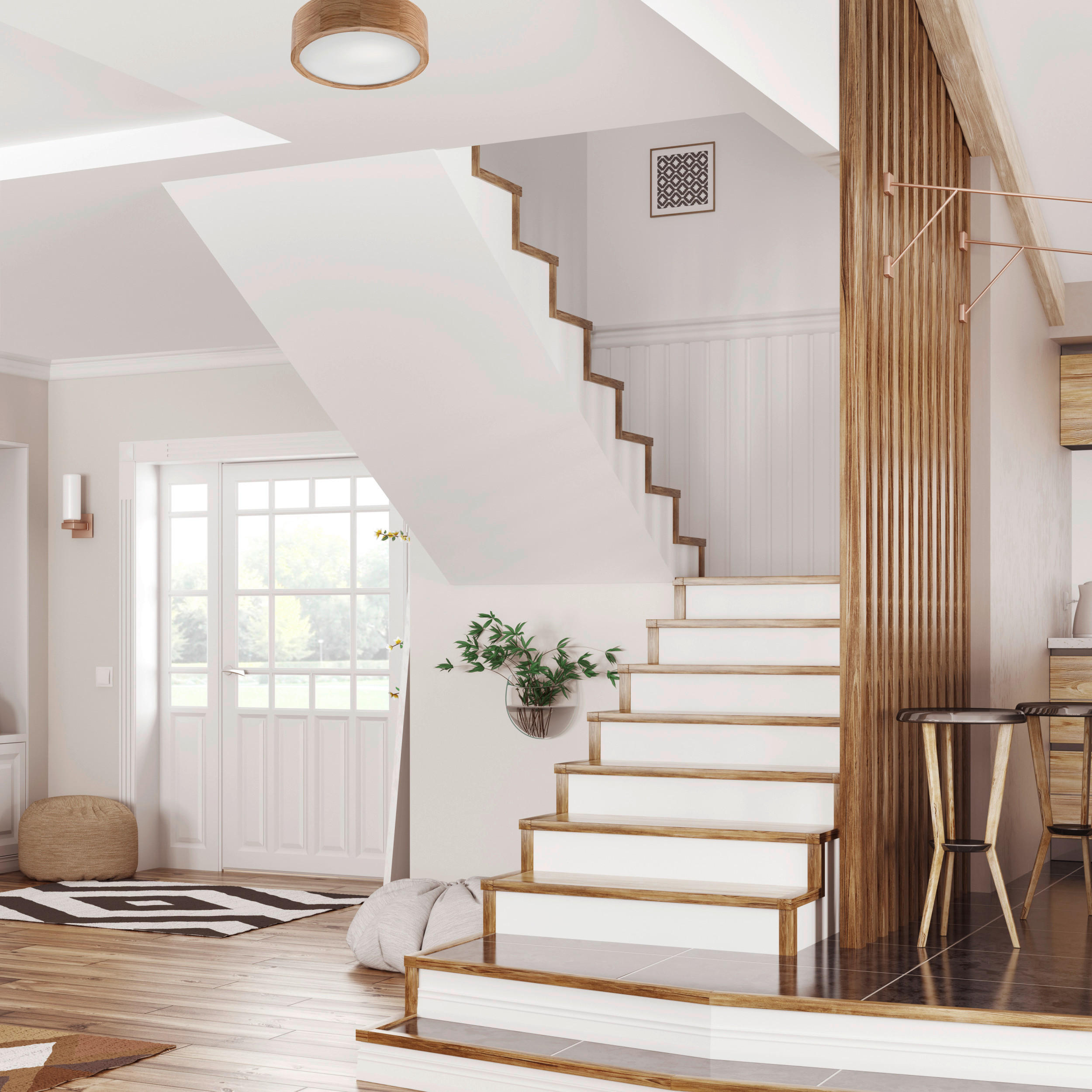 Thumbnail - Lamkur Deckenleuchte Eveline Eiche Glas Holz H/L: ca. 8x27 cm E27 1 Brennstellen