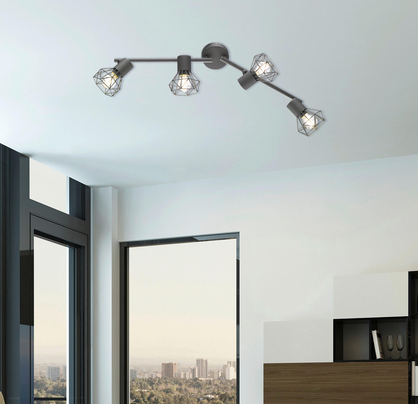 Thumbnail - Fischer & Honsel Spot 22266 grau Chrom Metall B/H/T: ca. 60x18x8 cm E14 4 Brennstellen