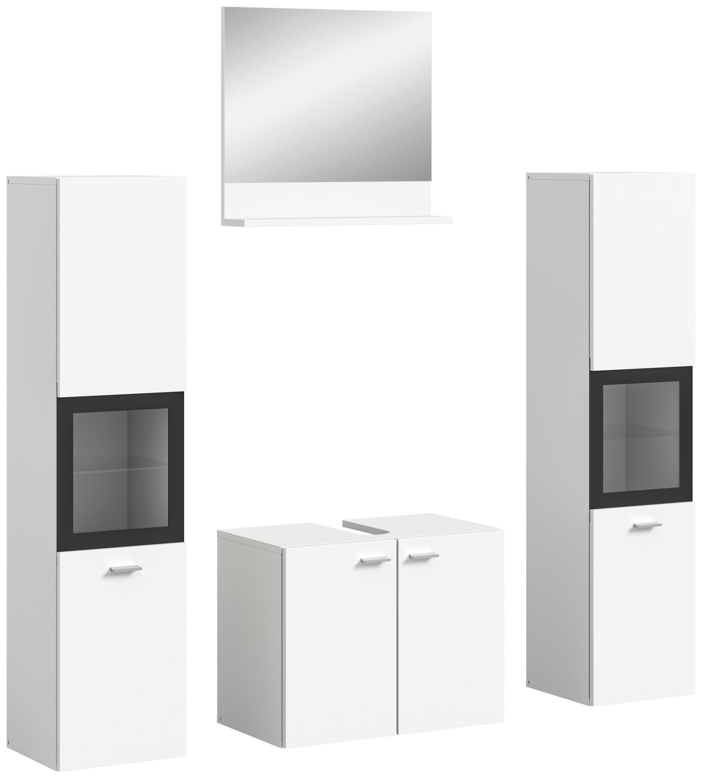 Badezimmer-Set BOSTON weiß schwarz B/H/T: ca. 137x186x33 cm