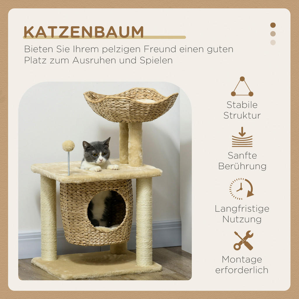Thumbnail - PawHut Kratzbaum beige Plüsch B/H/L: ca. 40x74x45 cm