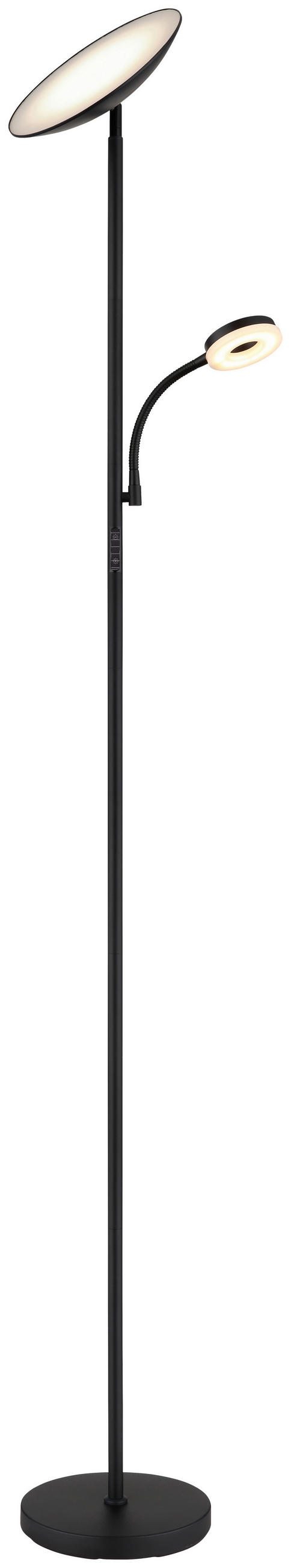 GLOBO LED-Deckenfluter Opal Chrom schwarz Metall Kunststoff H/D: ca. 179x25 cm 1 Brennstellen