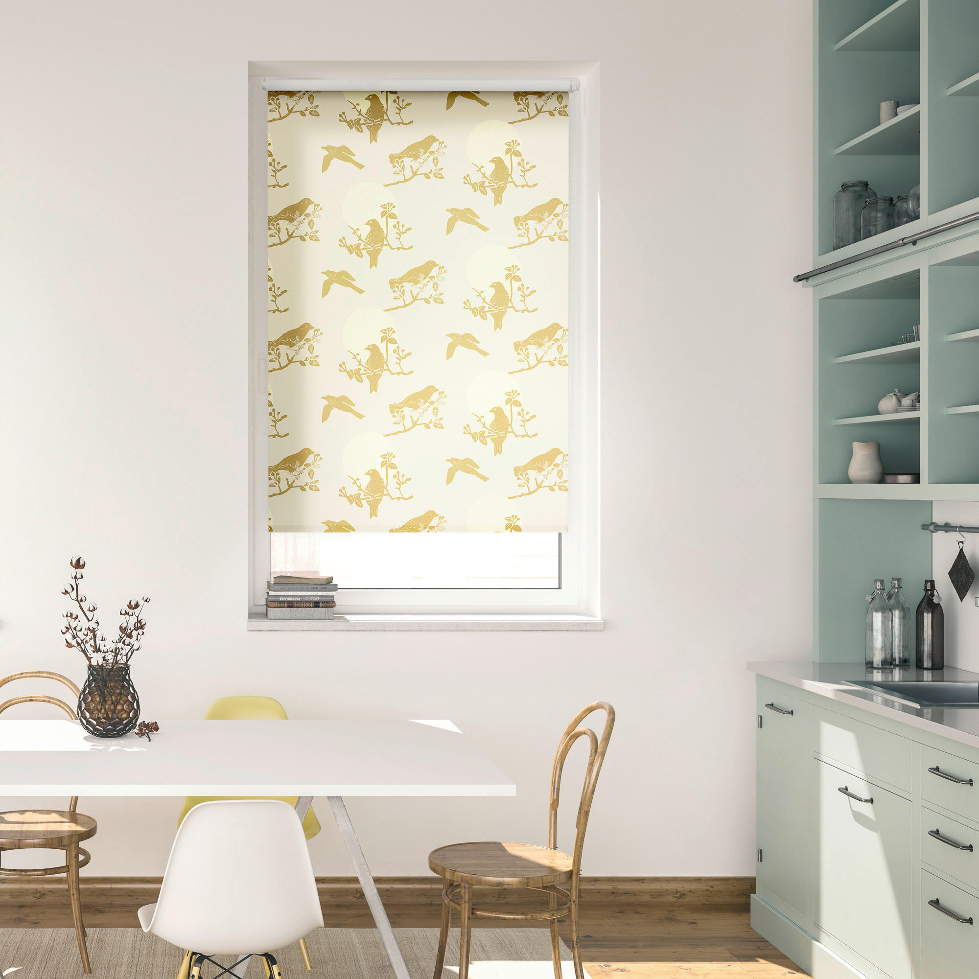 LICHTBLICK Rollo Moon Birds beige B/L: ca. 100x150 cm