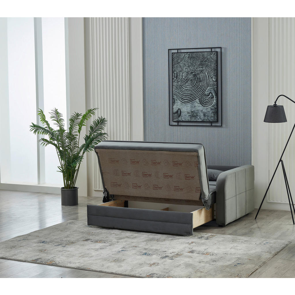 Thumbnail - Schlafsofa Moleron grau Polyester B/H/T: ca. 171x94x111 cm