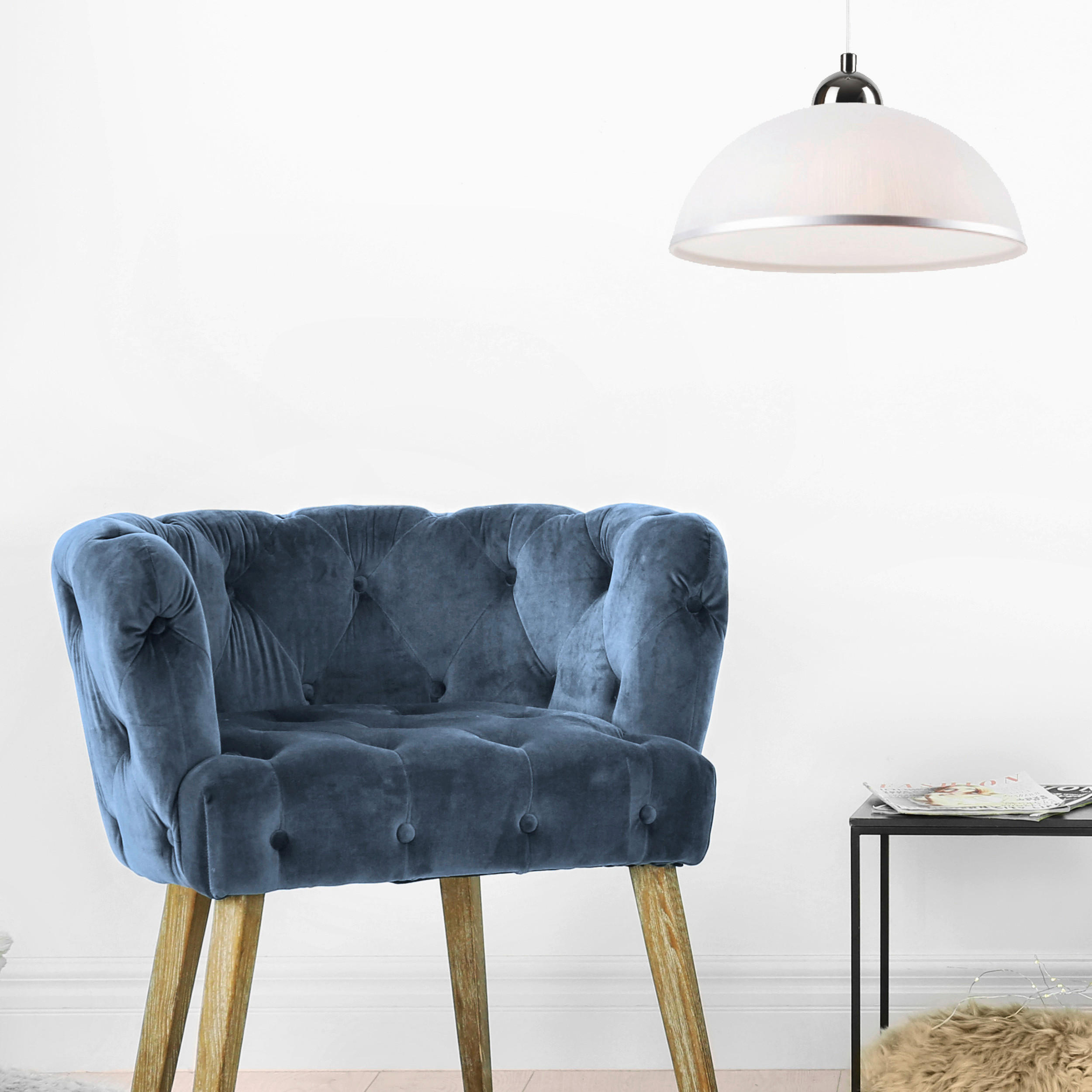 Thumbnail - Lamkur Pendelleuchte MEL 15514 weiß Stahl Glas H/L: ca. 75x30 cm E27 1 Brennstellen