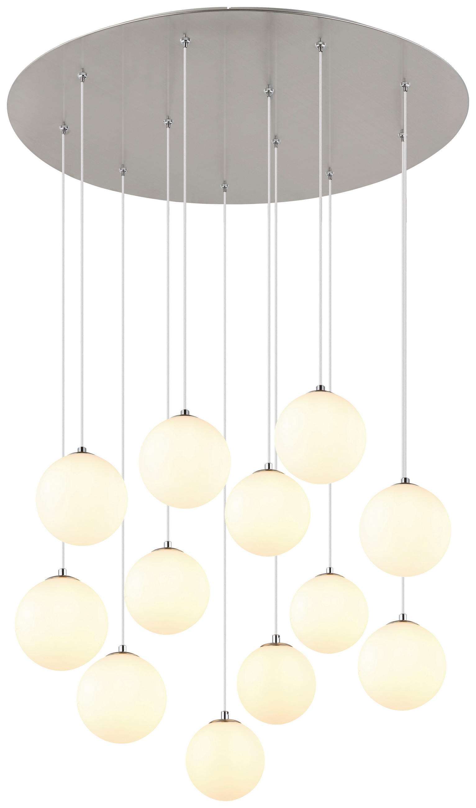 GLOBO Deckenleuchte Opal nickel matt schwarz Glas Metall Kunststoff H/D: ca. 120x75 cm G9 12 Brennstellen