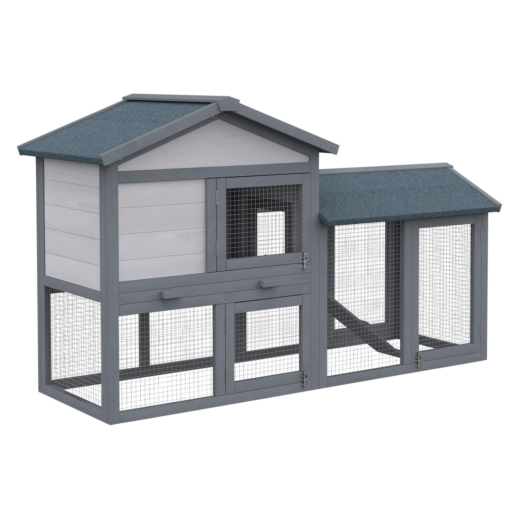PawHut Kleintierstall grau Holz B/H/L: ca. 54x84x147 cm