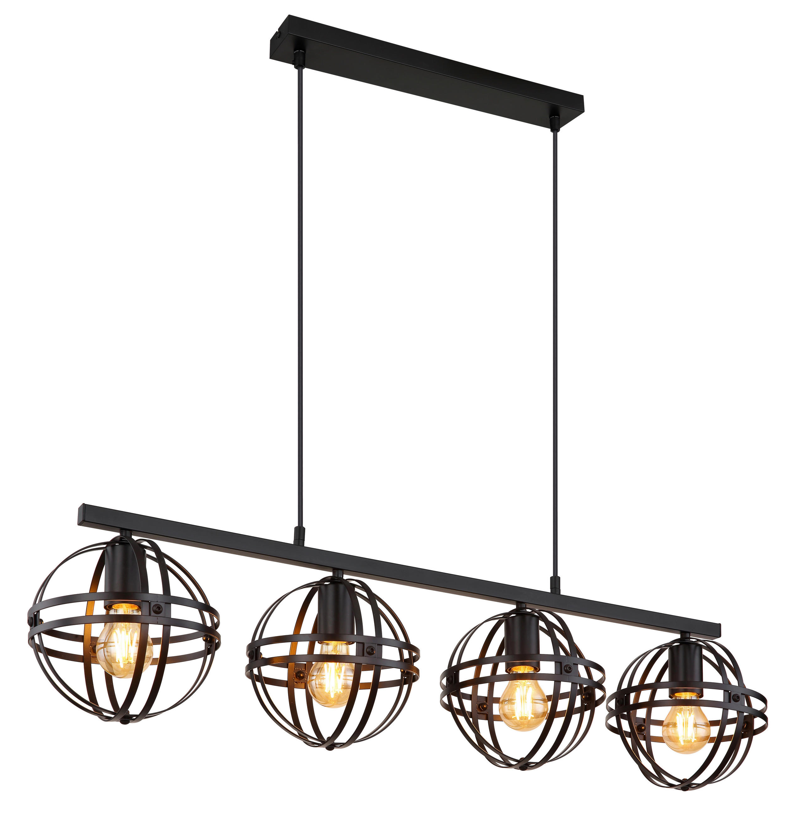 GLOBO Pendelleuchte schwarz Metall B/H/T: ca. 20x120x95 cm E27 4 Brennstellen