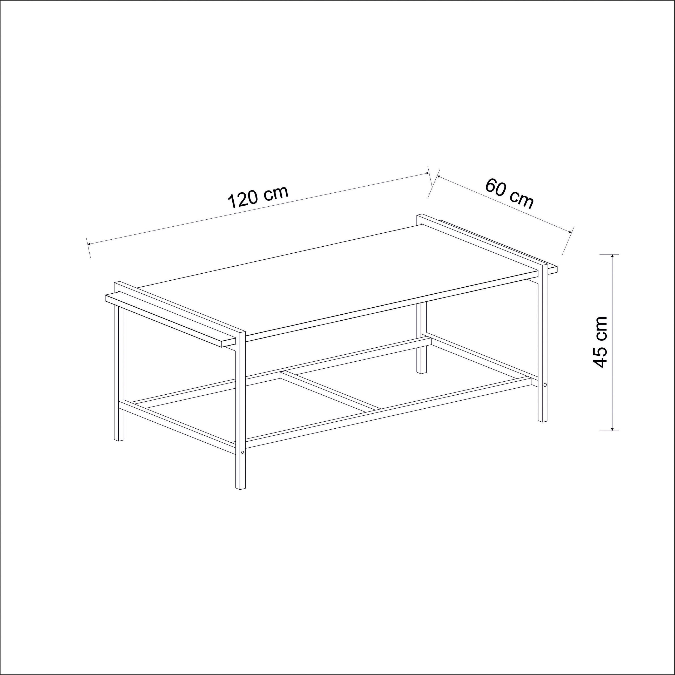 Thumbnail - Couchtisch Lara walnuss Nachbildung schwarz B/H/T: ca. 120x45x60 cm